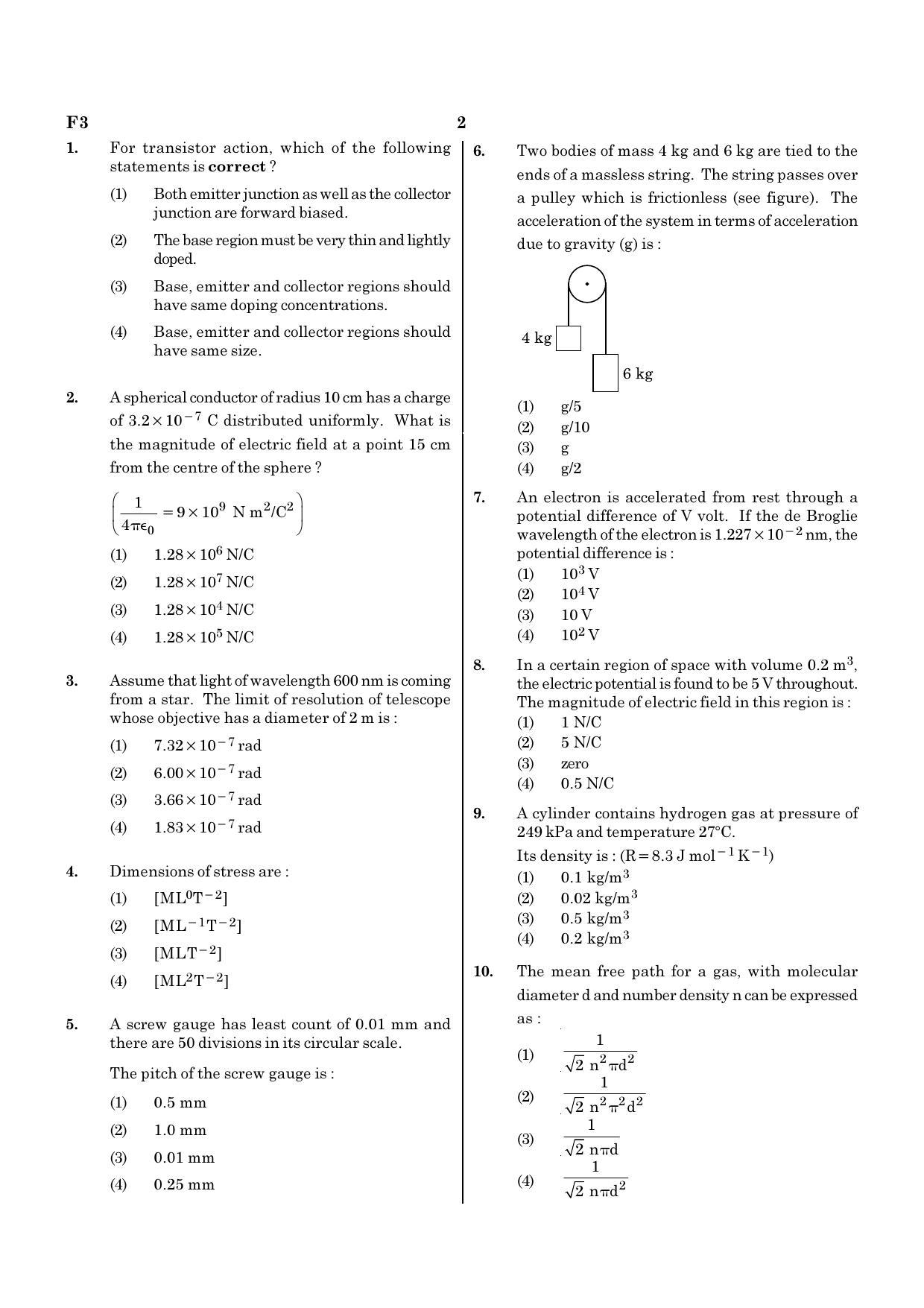 NEET F3 2020 Question Paper - Page 2