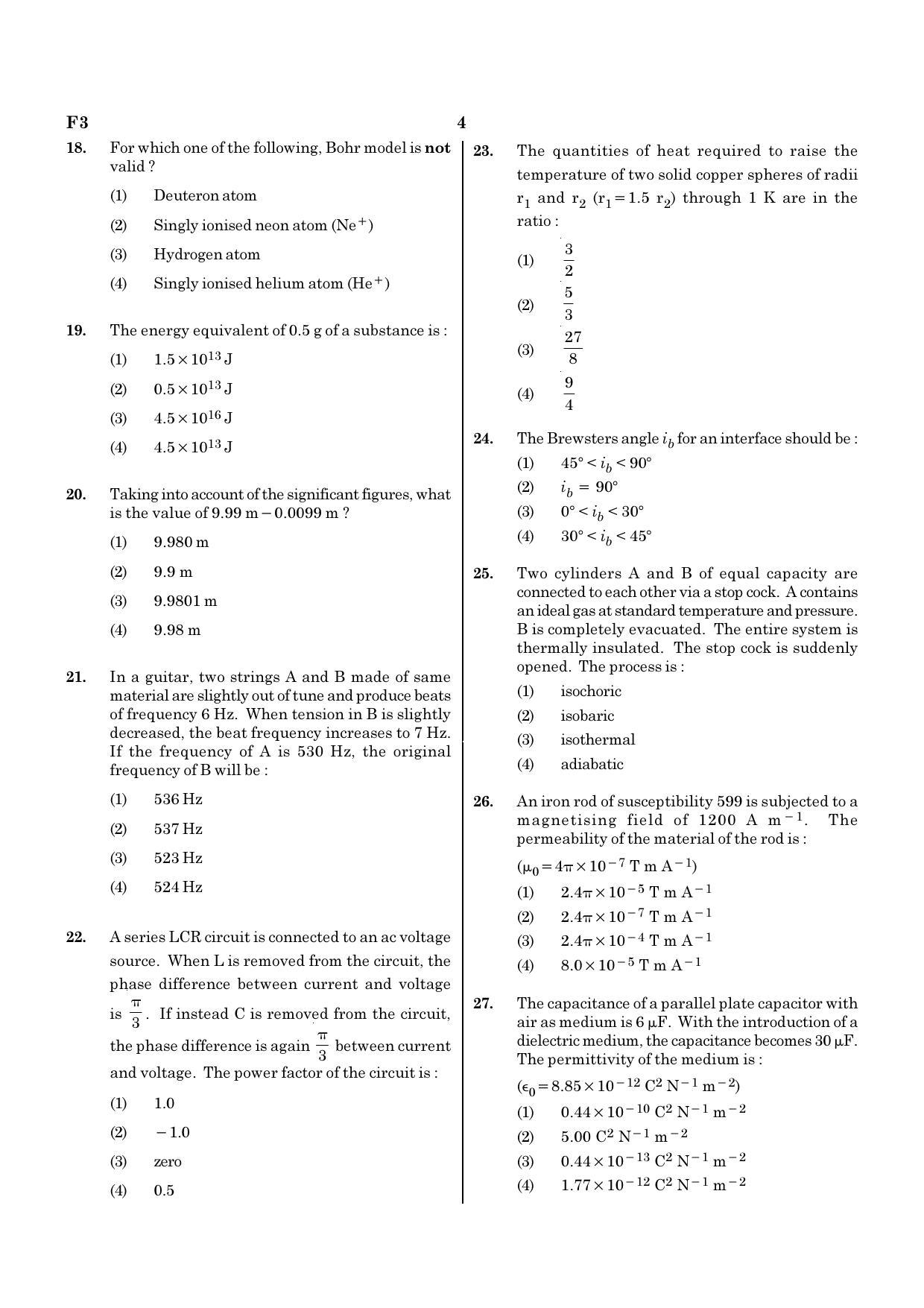 NEET F3 2020 Question Paper - Page 4