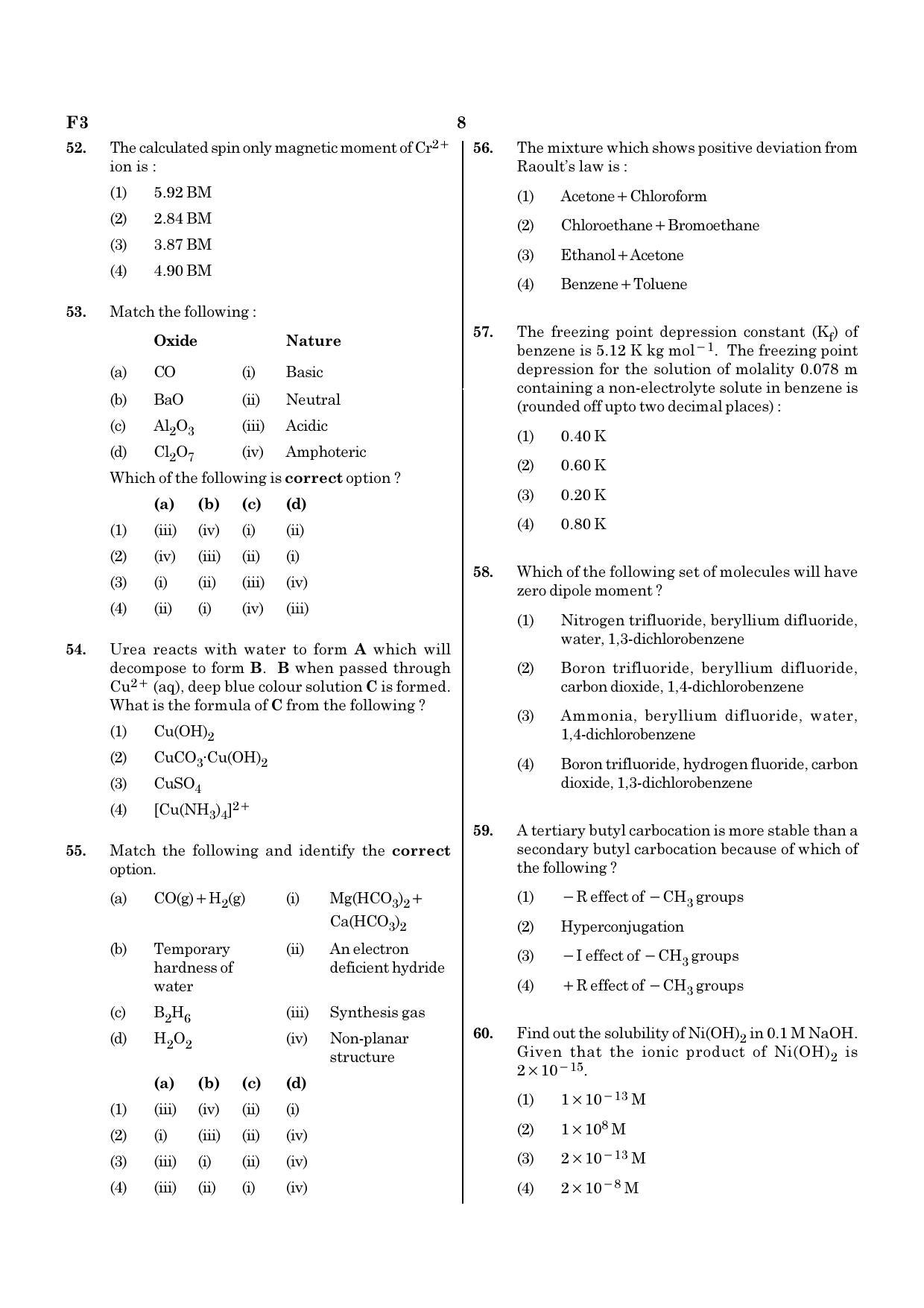 NEET F3 2020 Question Paper - Page 8