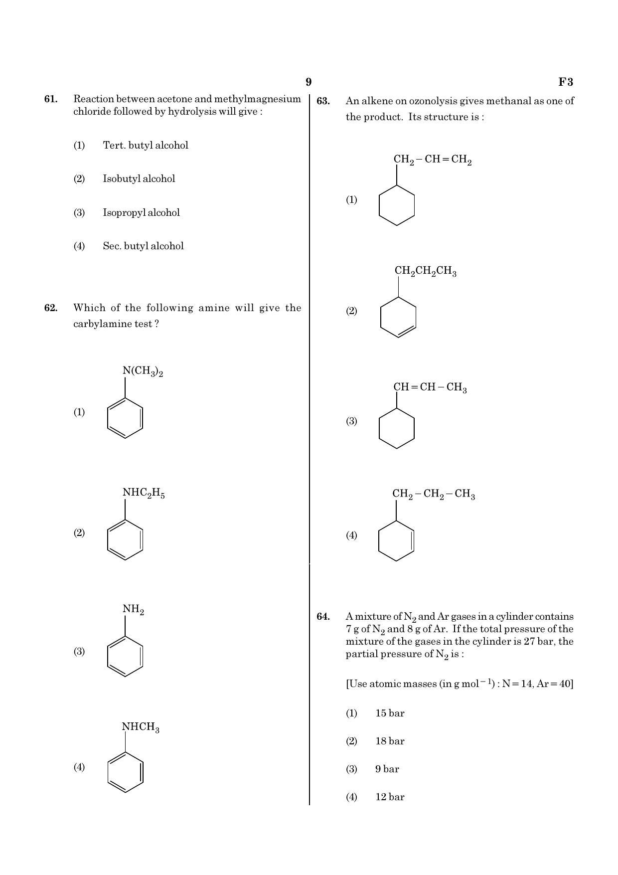 NEET F3 2020 Question Paper - Page 9