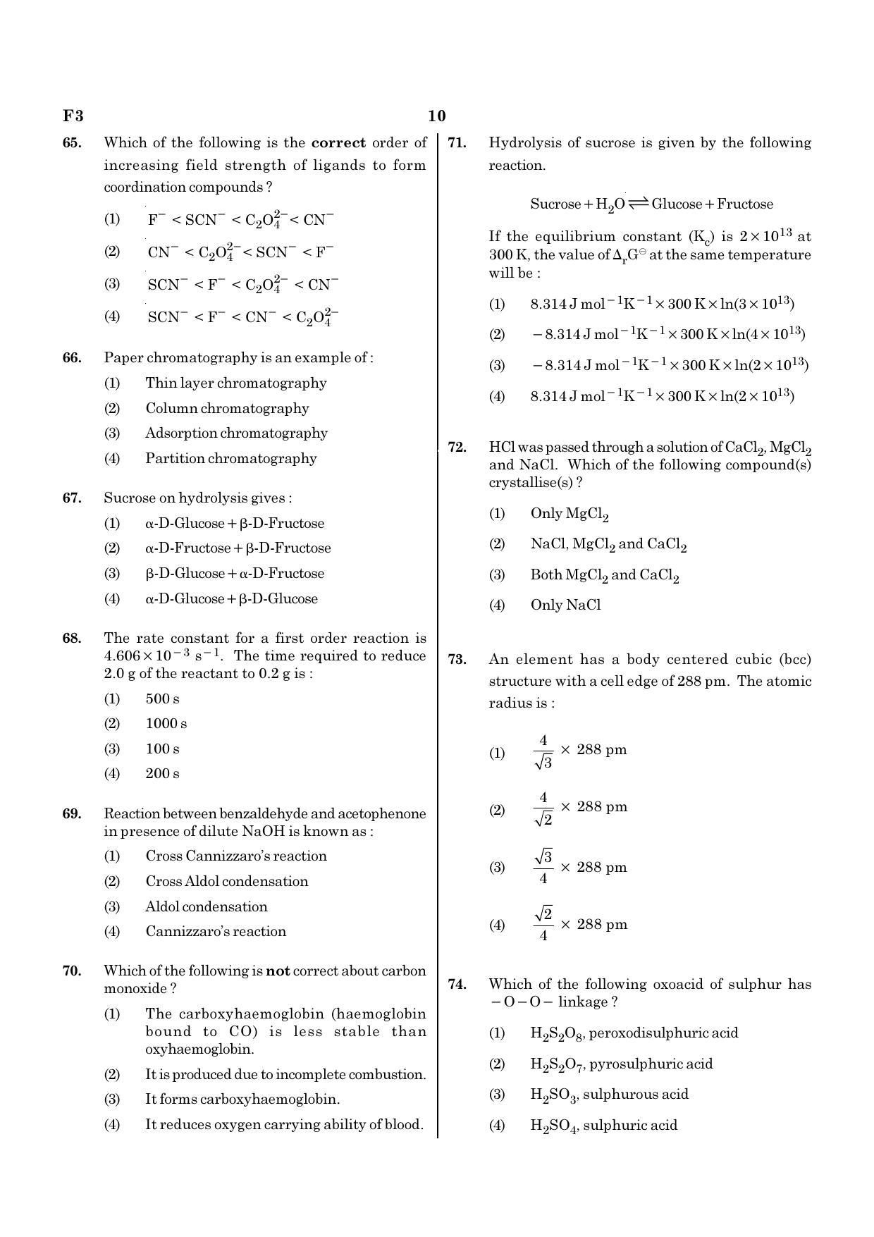 NEET F3 2020 Question Paper - Page 10
