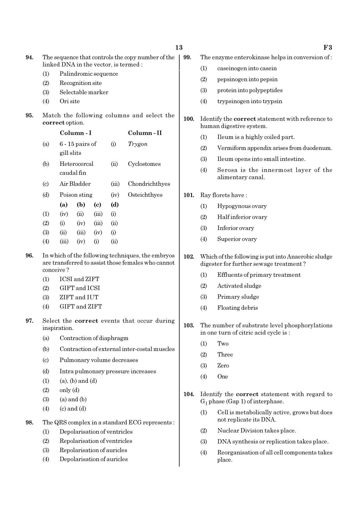 NEET F3 2020 Question Paper - Page 13