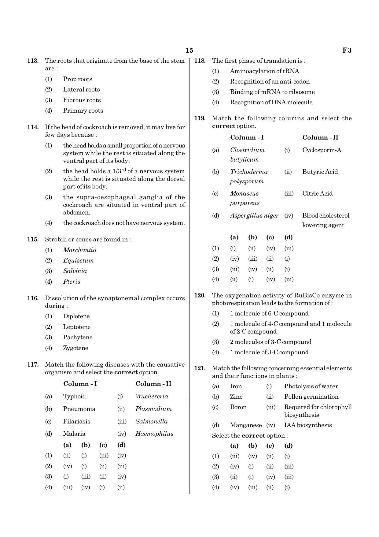 NEET F3 2020 Question Paper - Page 15