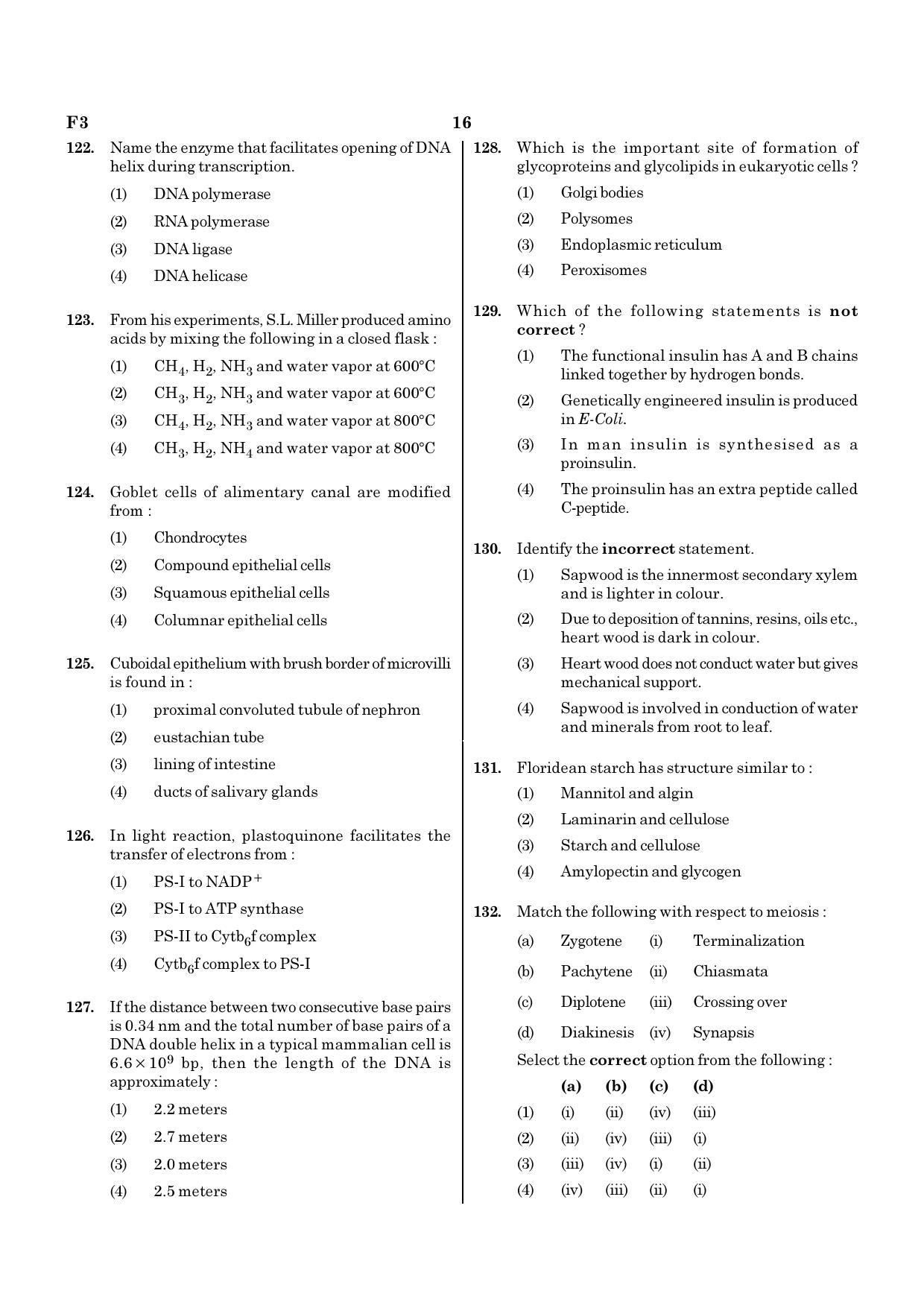 NEET F3 2020 Question Paper - Page 16