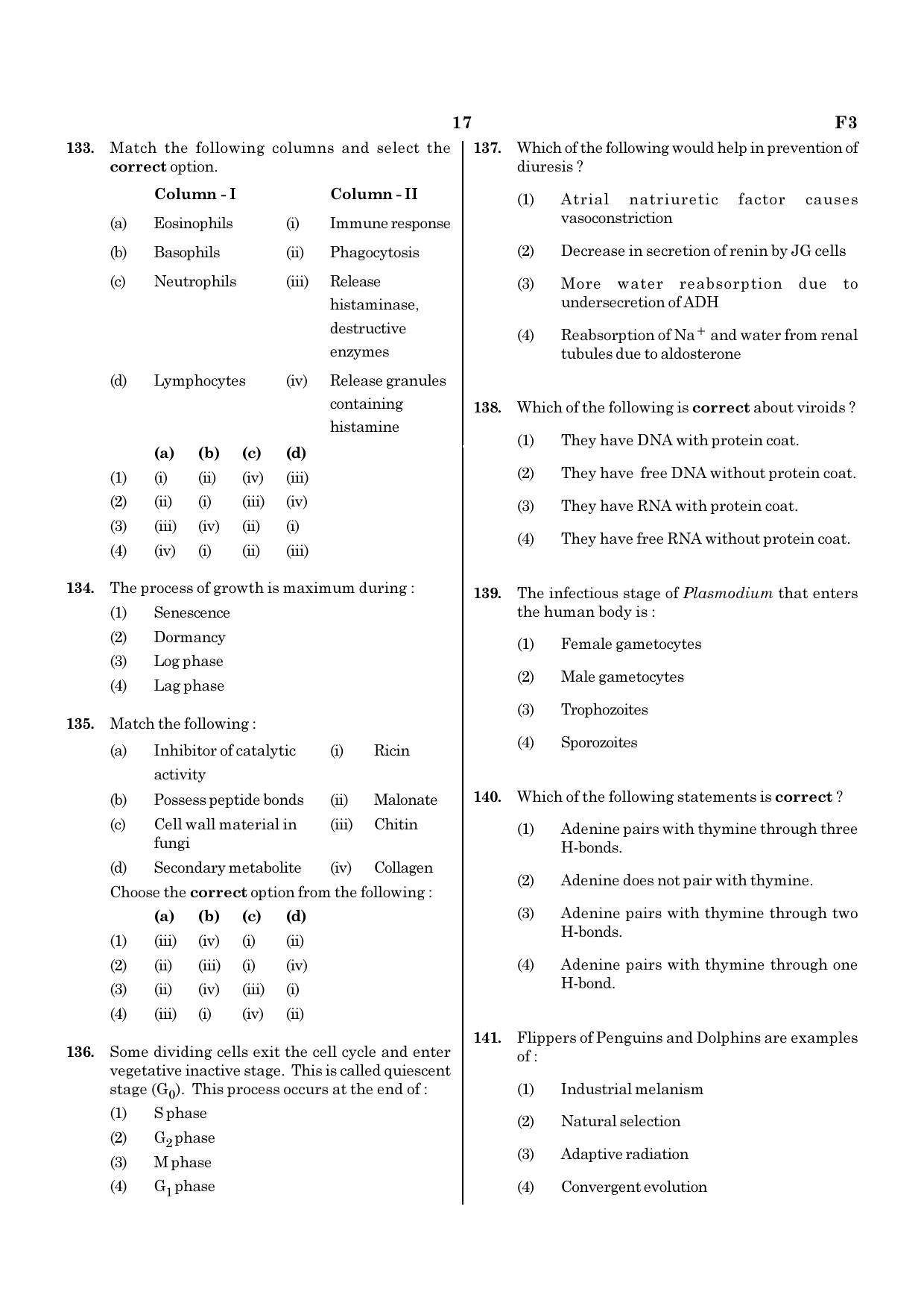 NEET F3 2020 Question Paper - Page 17