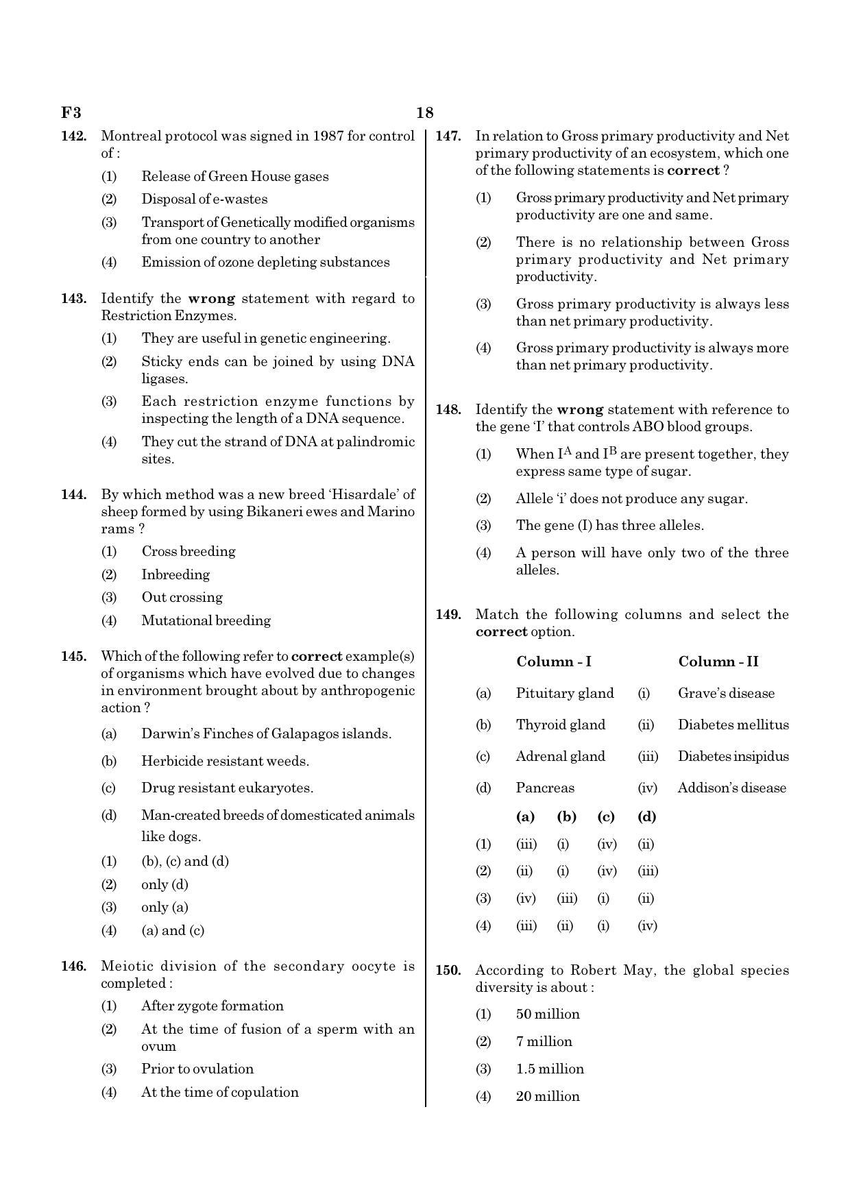 NEET F3 2020 Question Paper - Page 18