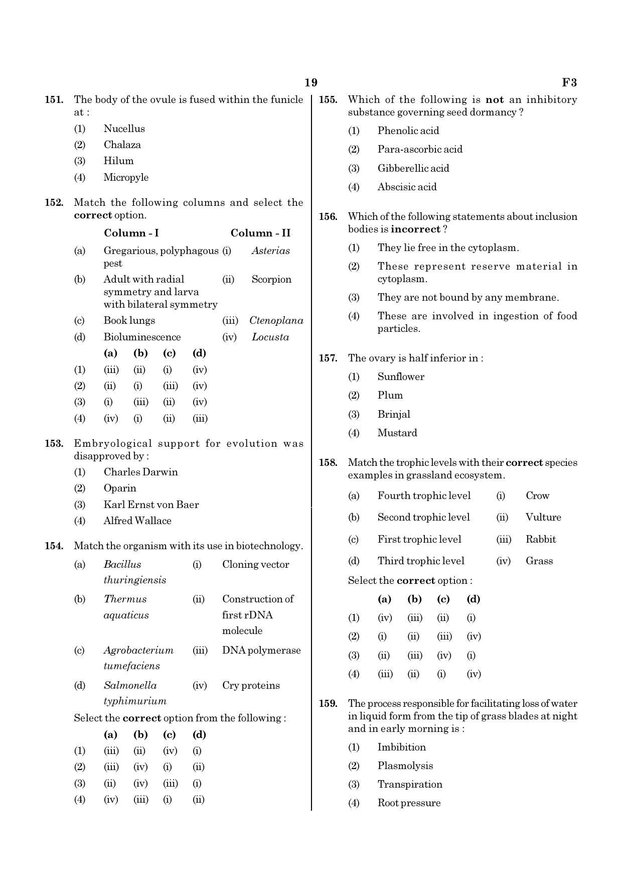 NEET F3 2020 Question Paper - Page 19