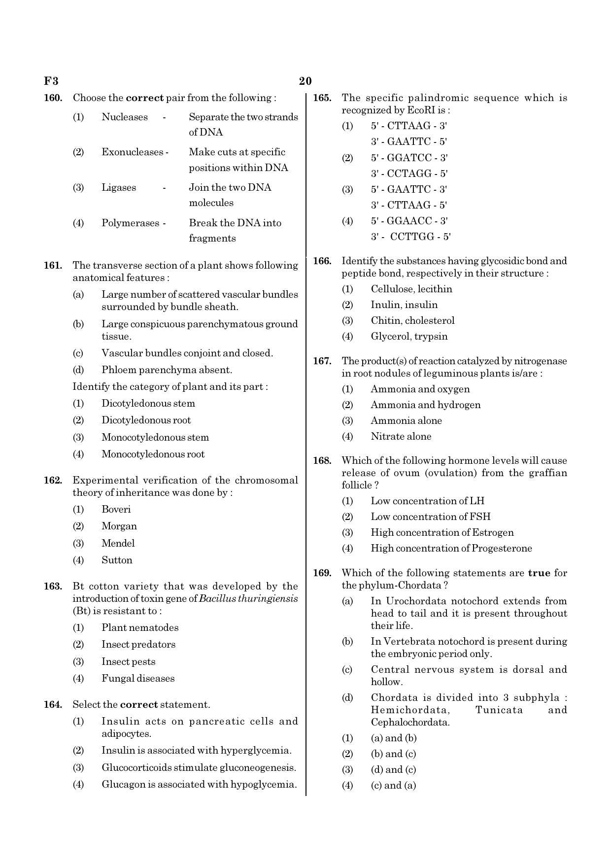 NEET F3 2020 Question Paper - Page 20