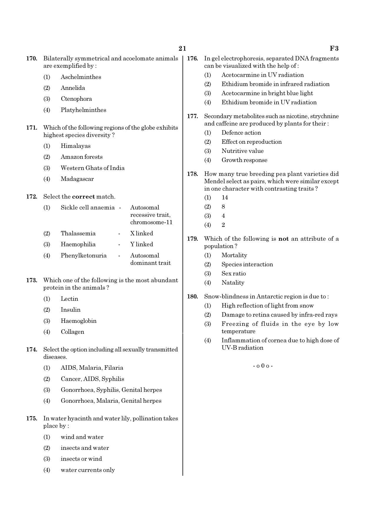 NEET F3 2020 Question Paper - Page 21