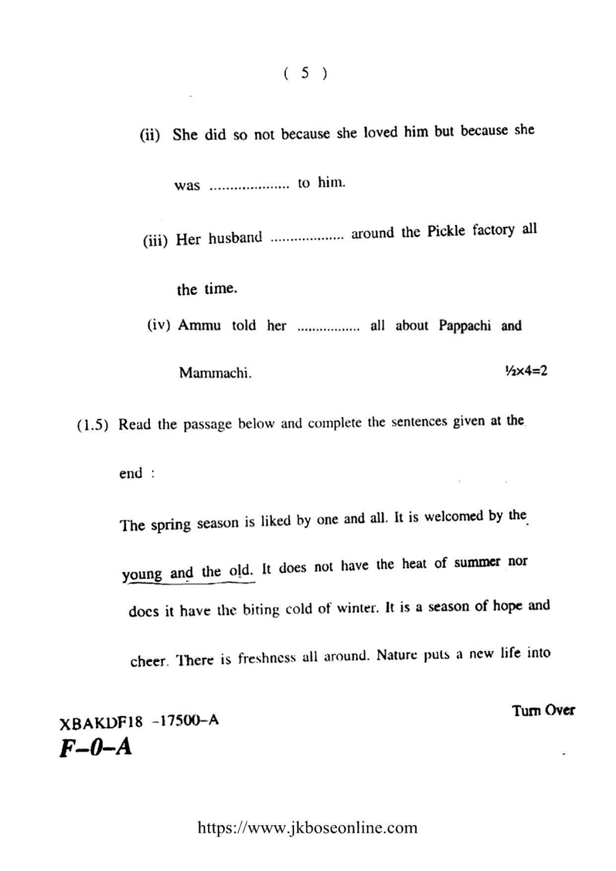 JKBOSE CLASS 10 English 17500-A 2018 - Page 5