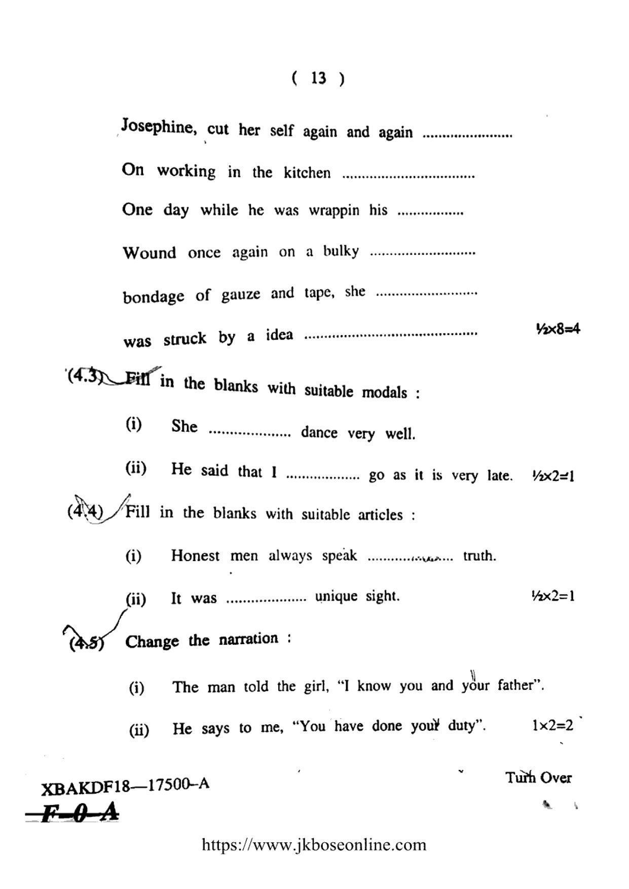 JKBOSE CLASS 10 English 17500-A 2018 - Page 13