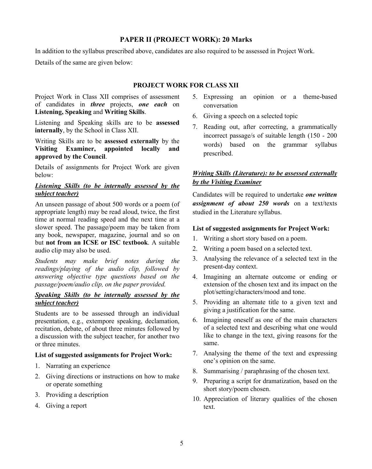 ISC Class 12 Classical Languages Syllabus - Page 5
