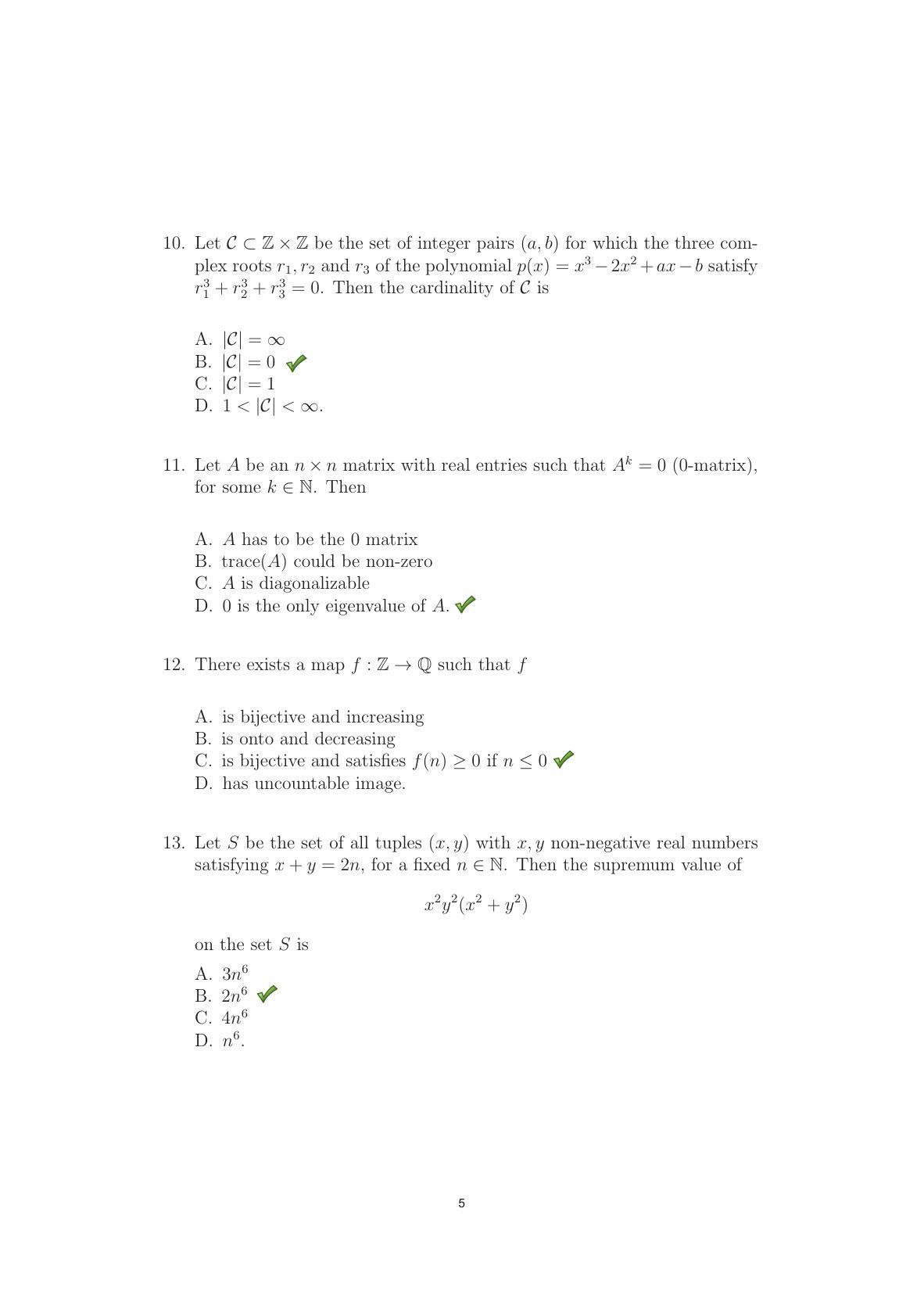 TIFR GS 2014 Mathematics Question Paper - Page 6