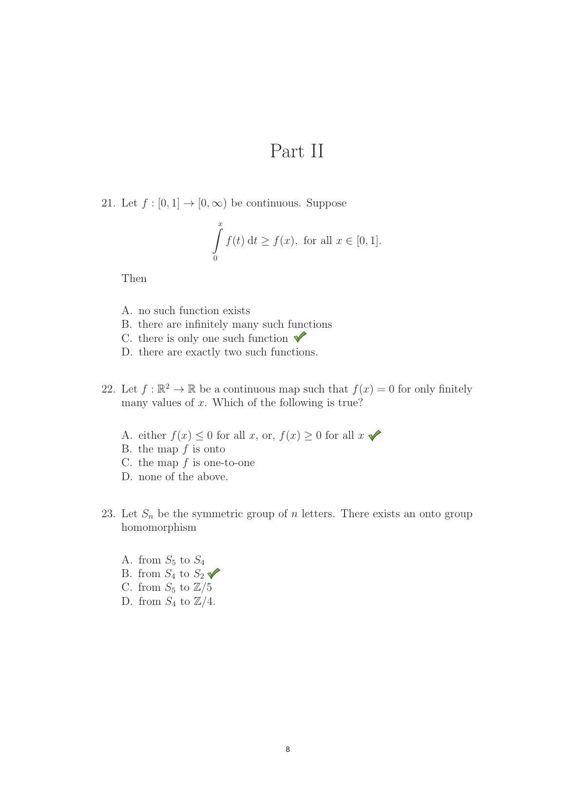 TIFR GS 2014 Mathematics Question Paper - Page 9