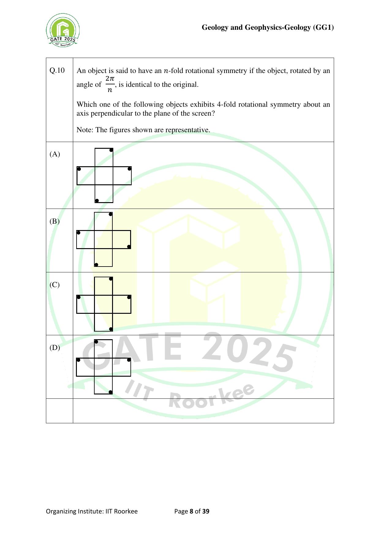 GATE 2025 Geology and Geophysics - Geology (GG-1) Question Paper - Page 8