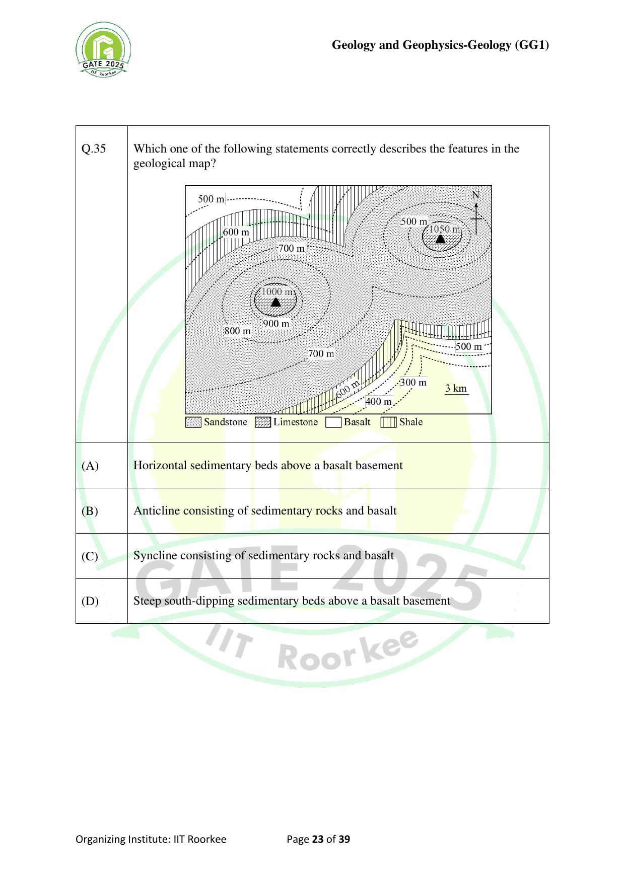 GATE 2025 Geology and Geophysics - Geology (GG-1) Question Paper - Page 23