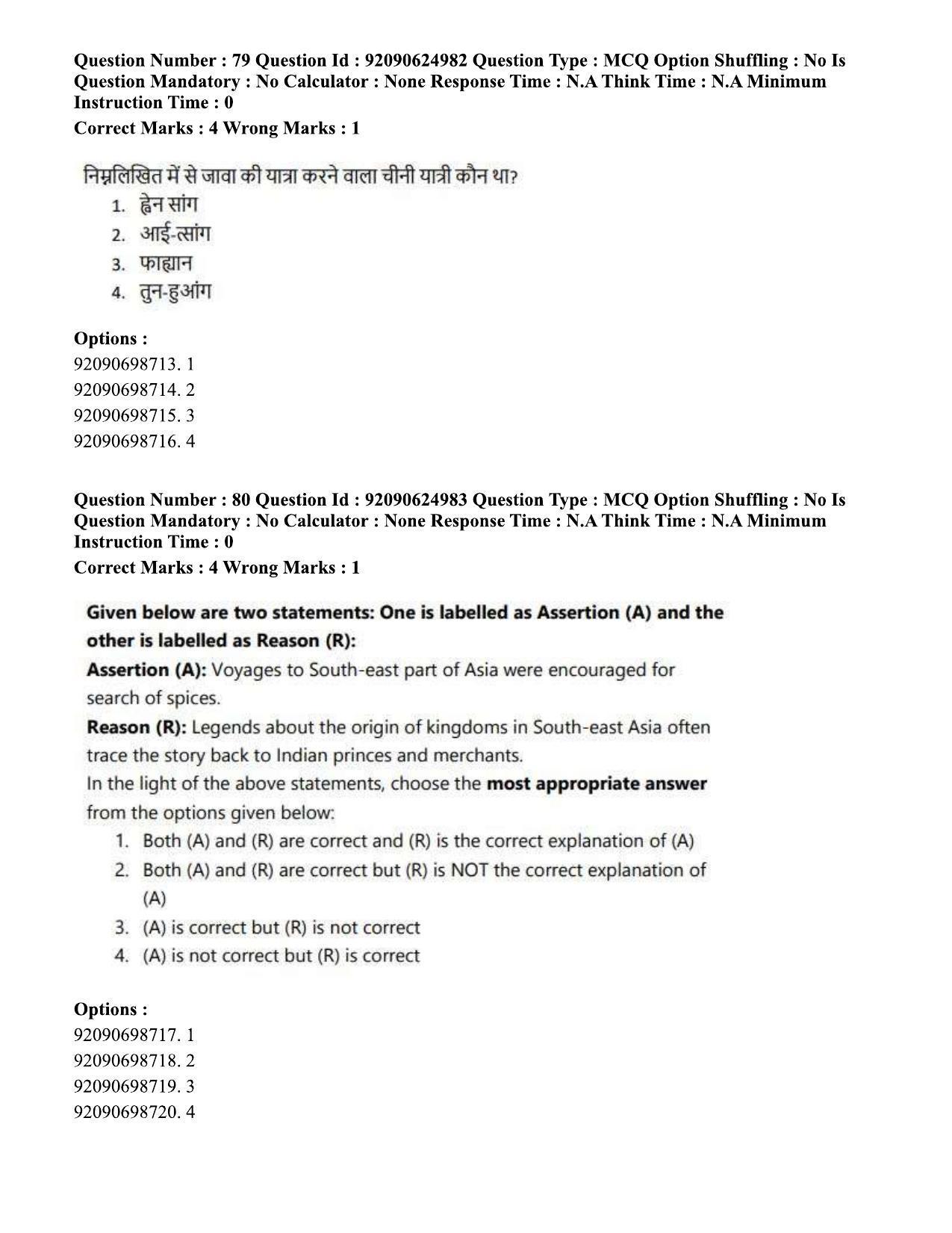 CUET PG 2023: HUQP01 – Ancient Indian History, Culture & Arch (Hin) - Shift 3 (24-06-2023) Question Paper - Page 77