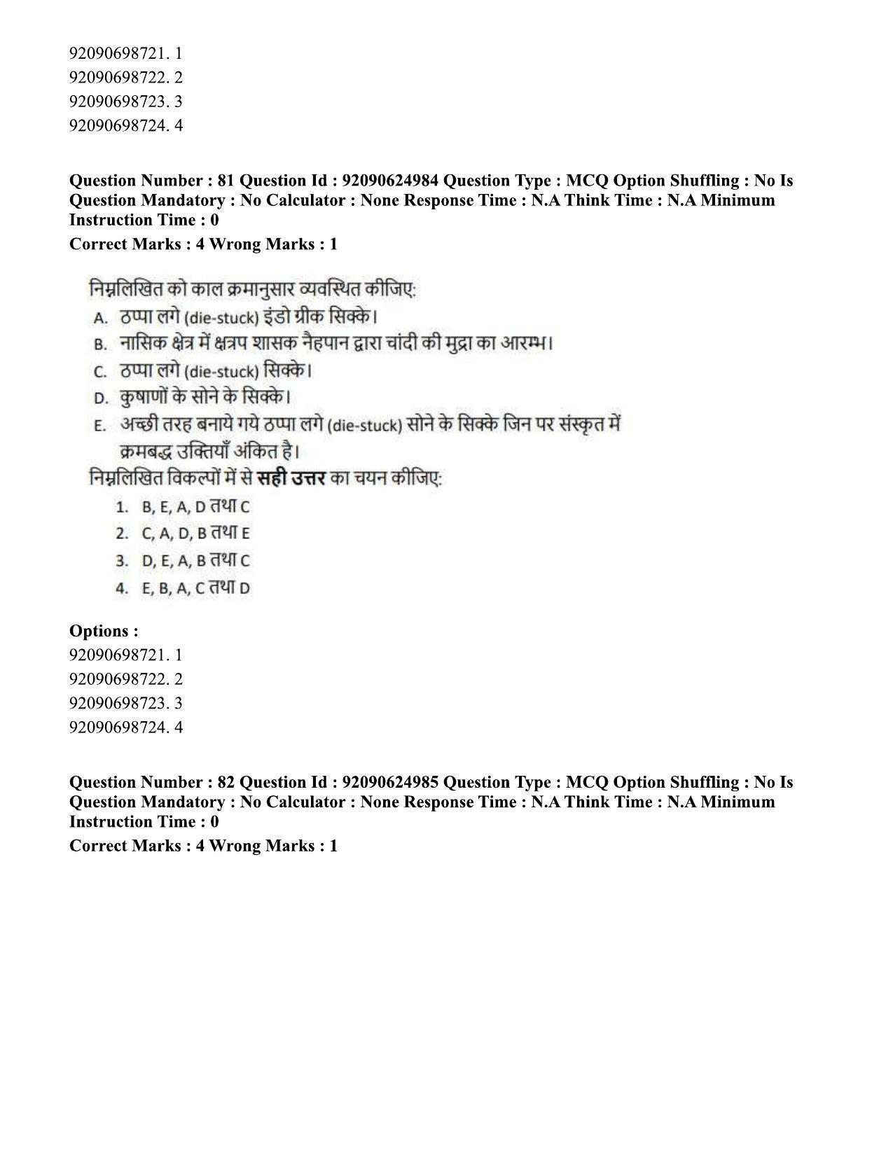 CUET PG 2023: HUQP01 – Ancient Indian History, Culture & Arch (Hin) - Shift 3 (24-06-2023) Question Paper - Page 79