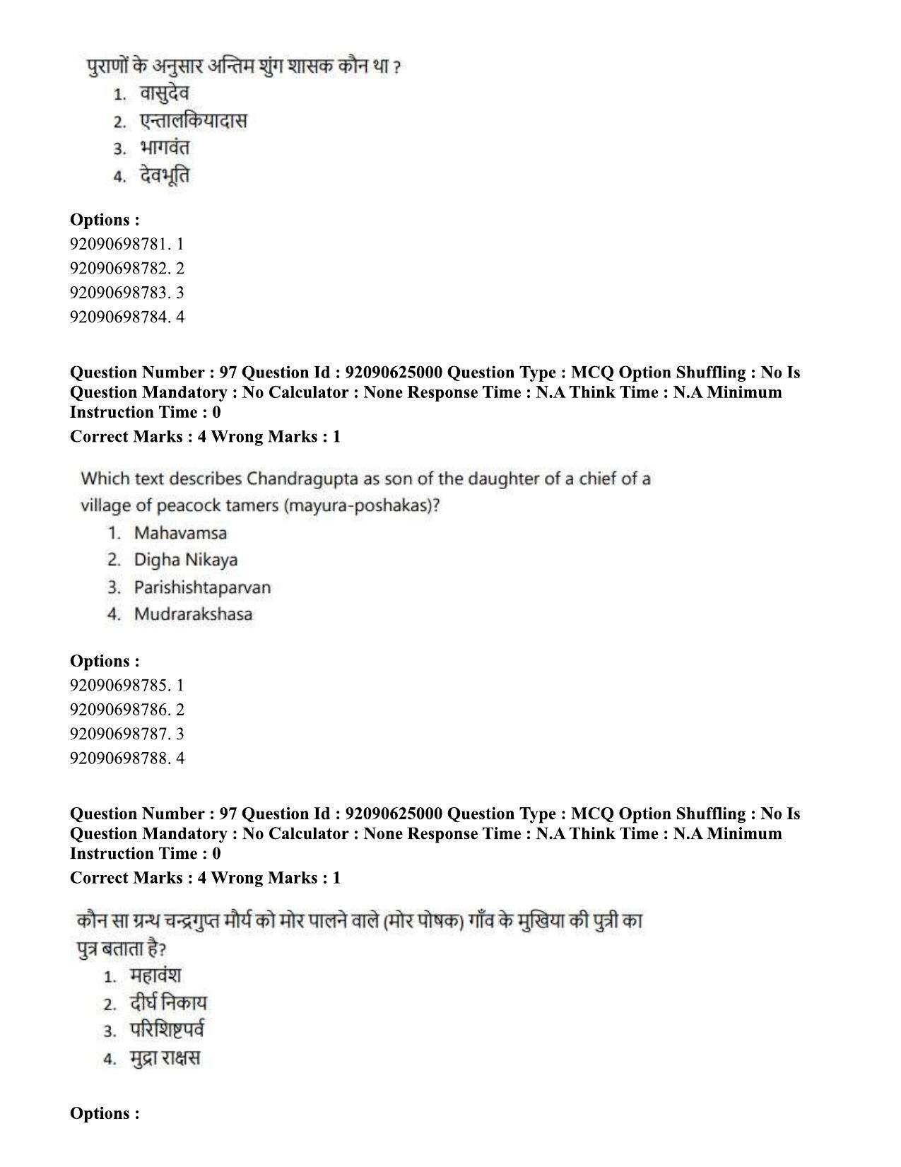 CUET PG 2023: HUQP01 – Ancient Indian History, Culture & Arch (Hin) - Shift 3 (24-06-2023) Question Paper - Page 94