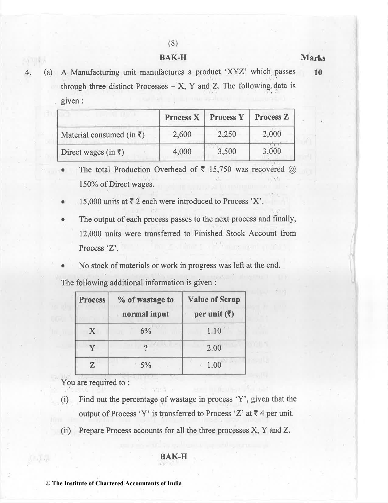 CA Inter Jul 2021 Question Paper - Paper 3 – Cost and Management Accounting - Page 8