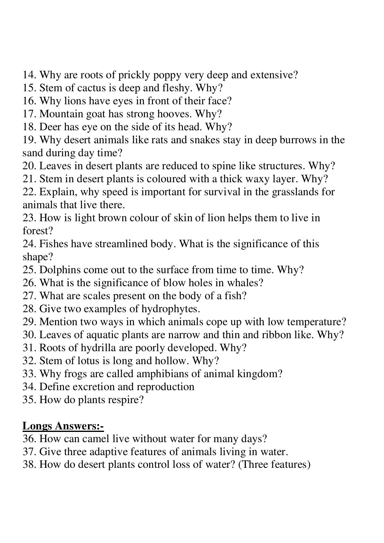CBSE Worksheets for Class 6 Science Living Beings and Their Surroundings Assignment 1 - Page 3