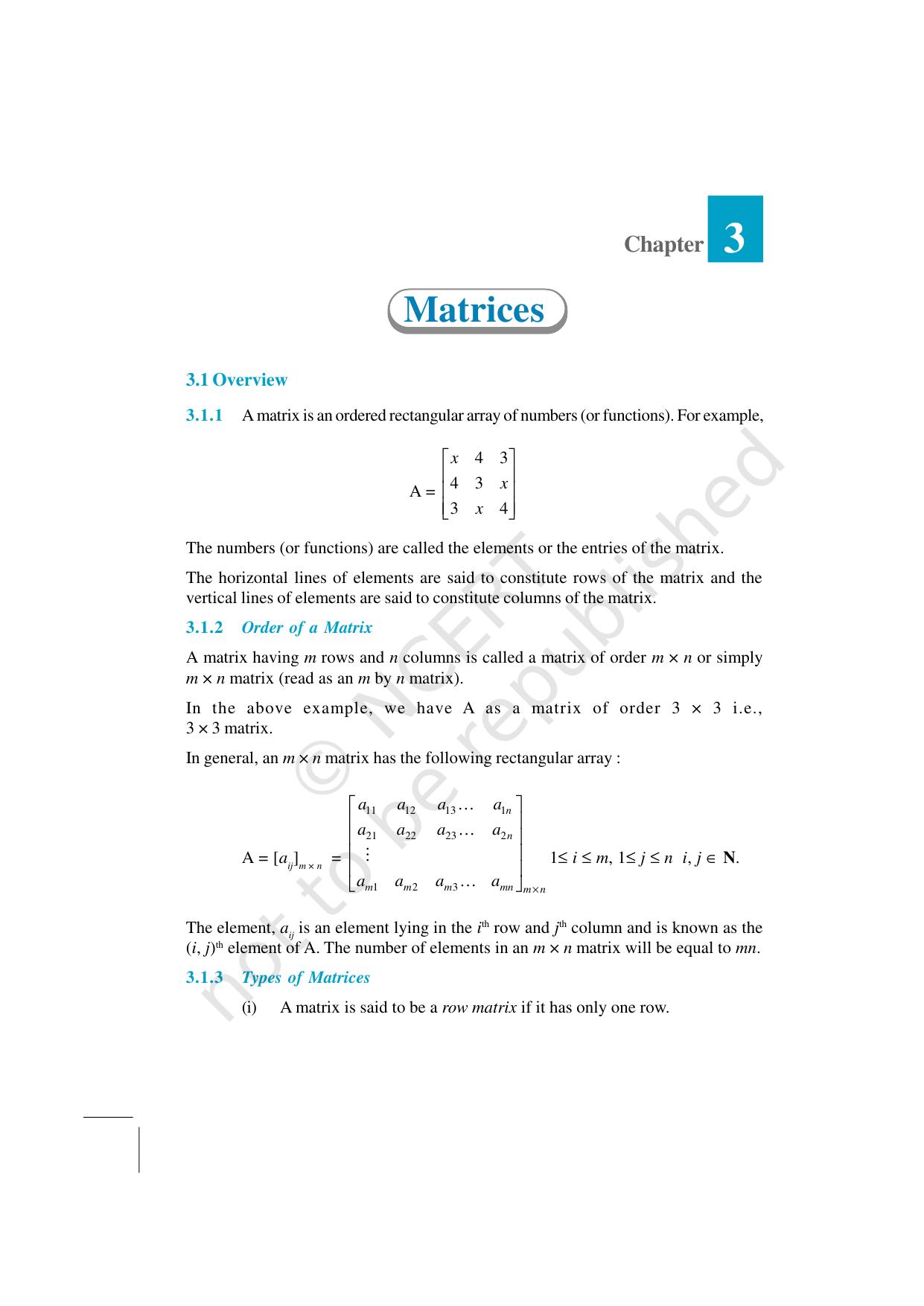 NCERT Exemplar Class 12: Mathematics Unit 3 (Matrices) - Page 1