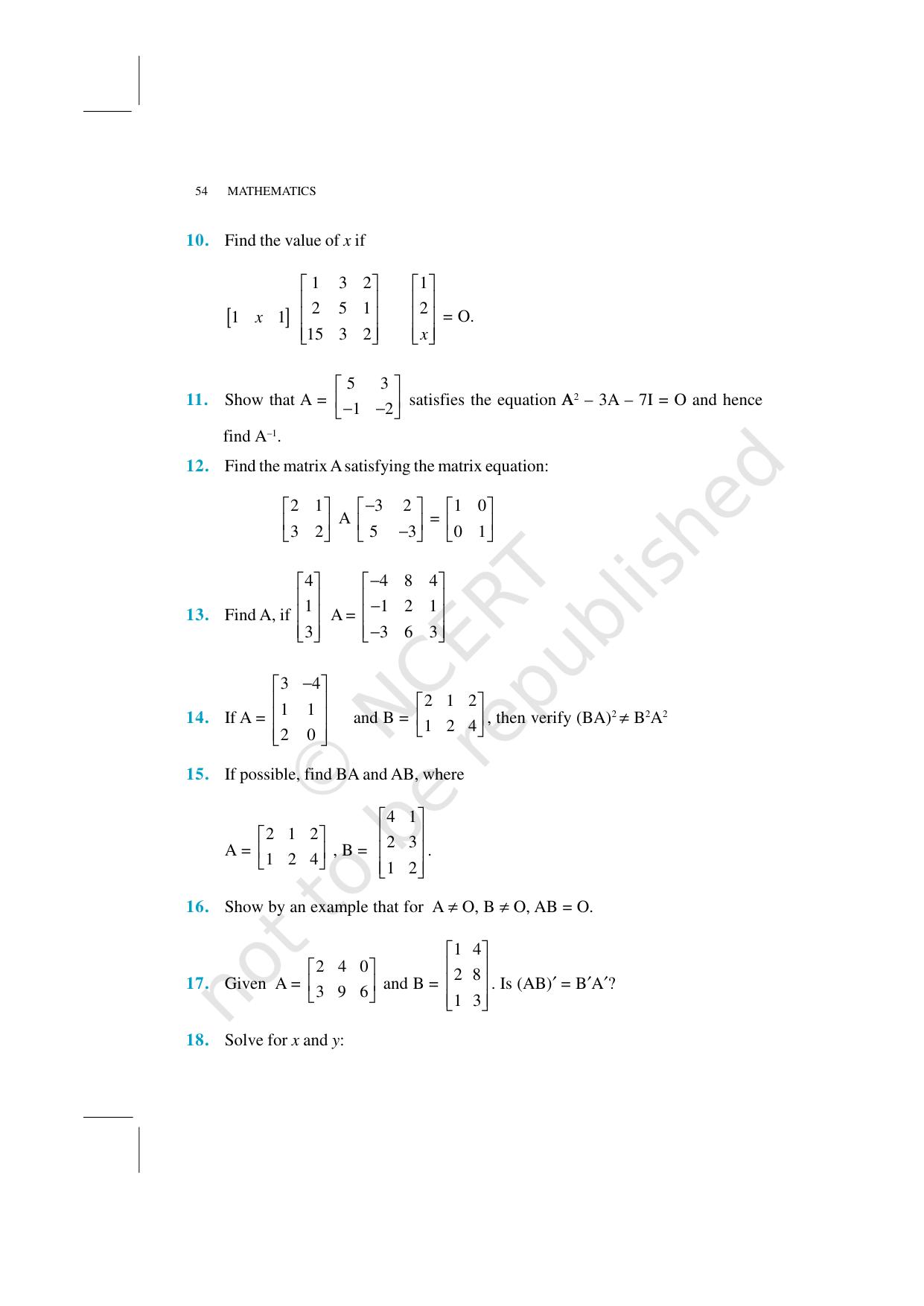 NCERT Exemplar Class 12: Mathematics Unit 3 (Matrices) - Page 13