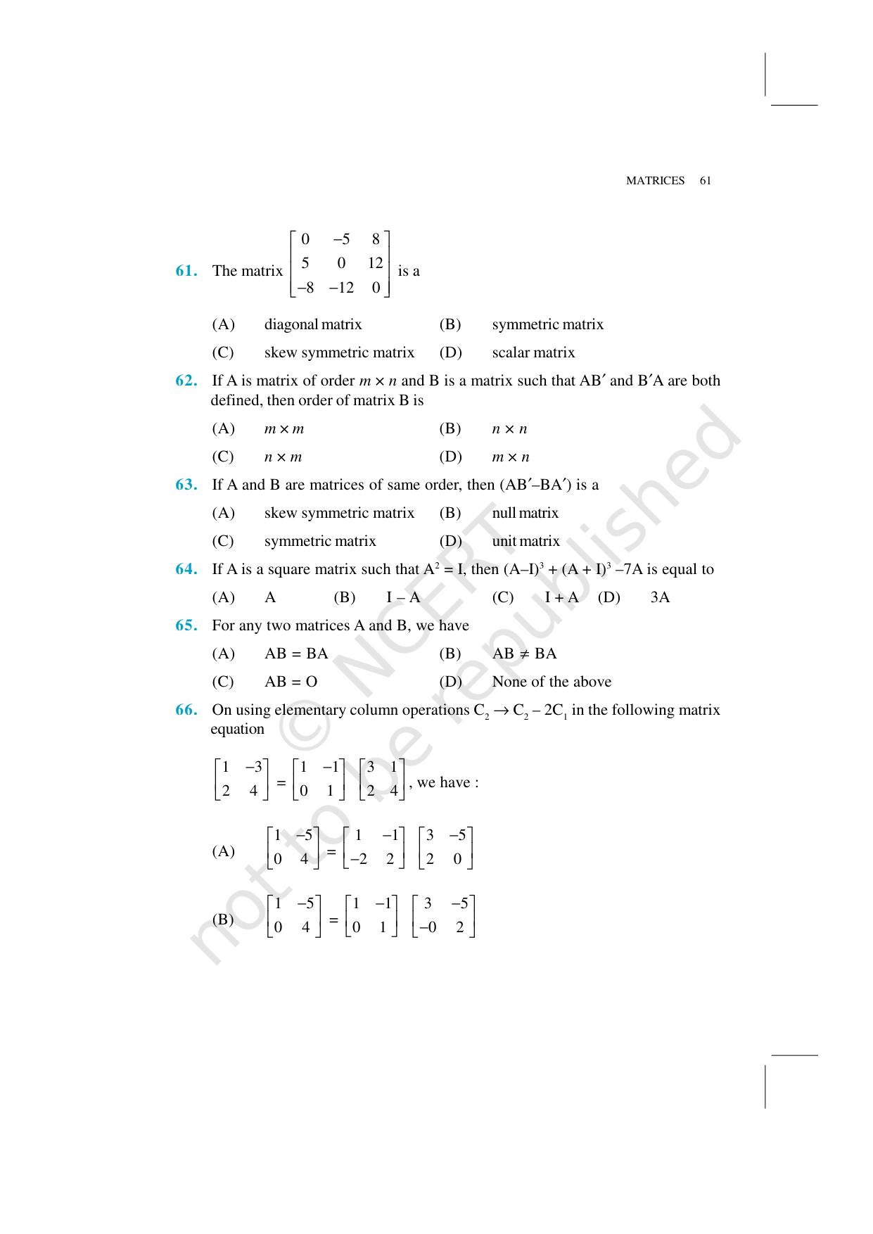 NCERT Exemplar Class 12: Mathematics Unit 3 (Matrices) - Page 20