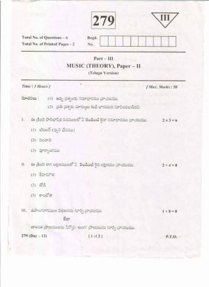 AP Inter 2nd Year Music-II (TM) May-2019-General Question Paper