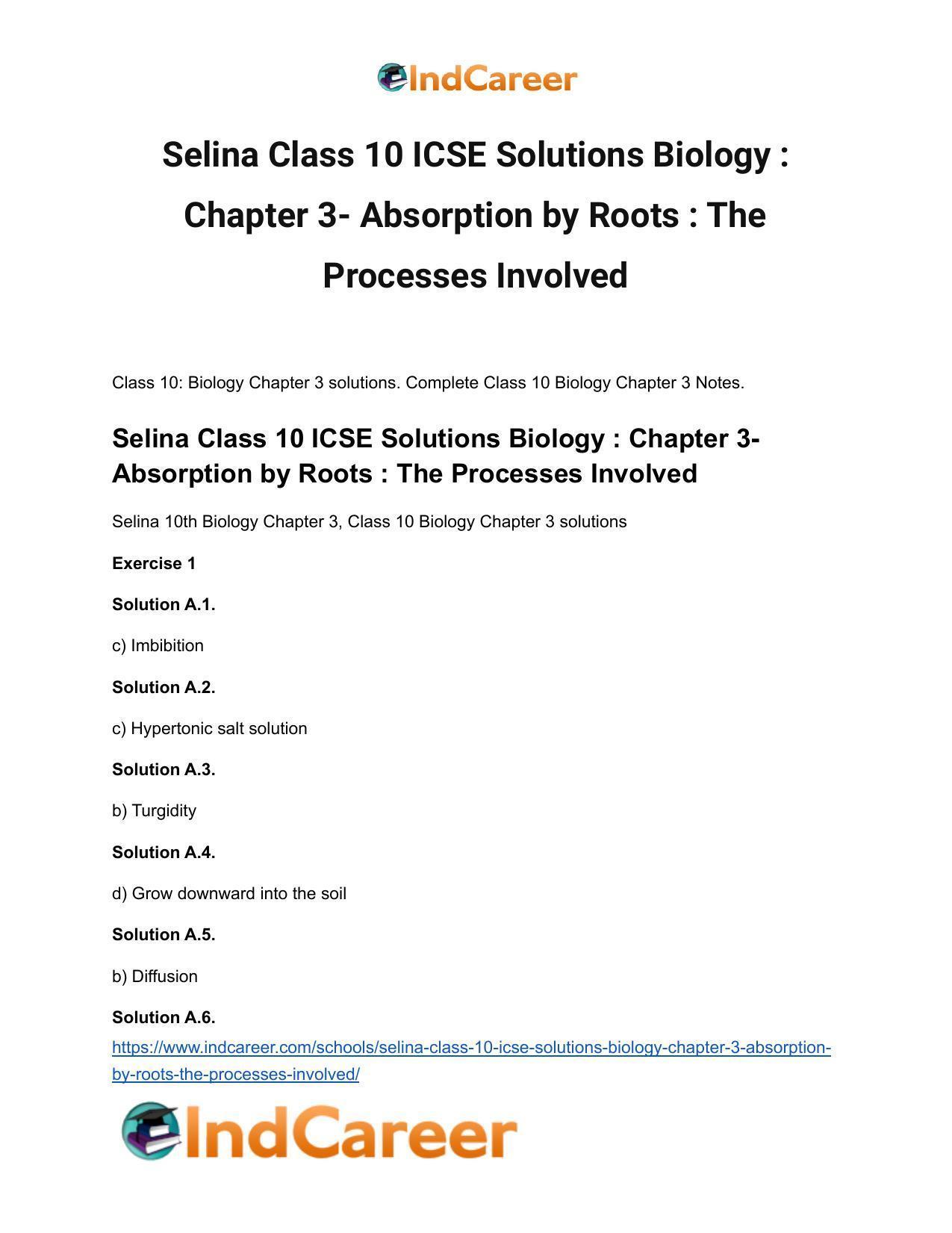 Selina Class 10 ICSE Solutions Biology : Chapter 3- Absorption by Roots : The Processes Involved - Page 2