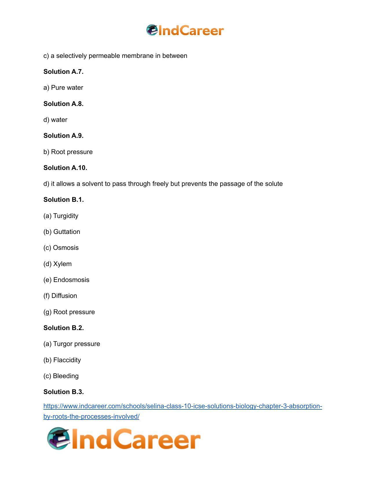 Selina Class 10 ICSE Solutions Biology : Chapter 3- Absorption by Roots : The Processes Involved - Page 3