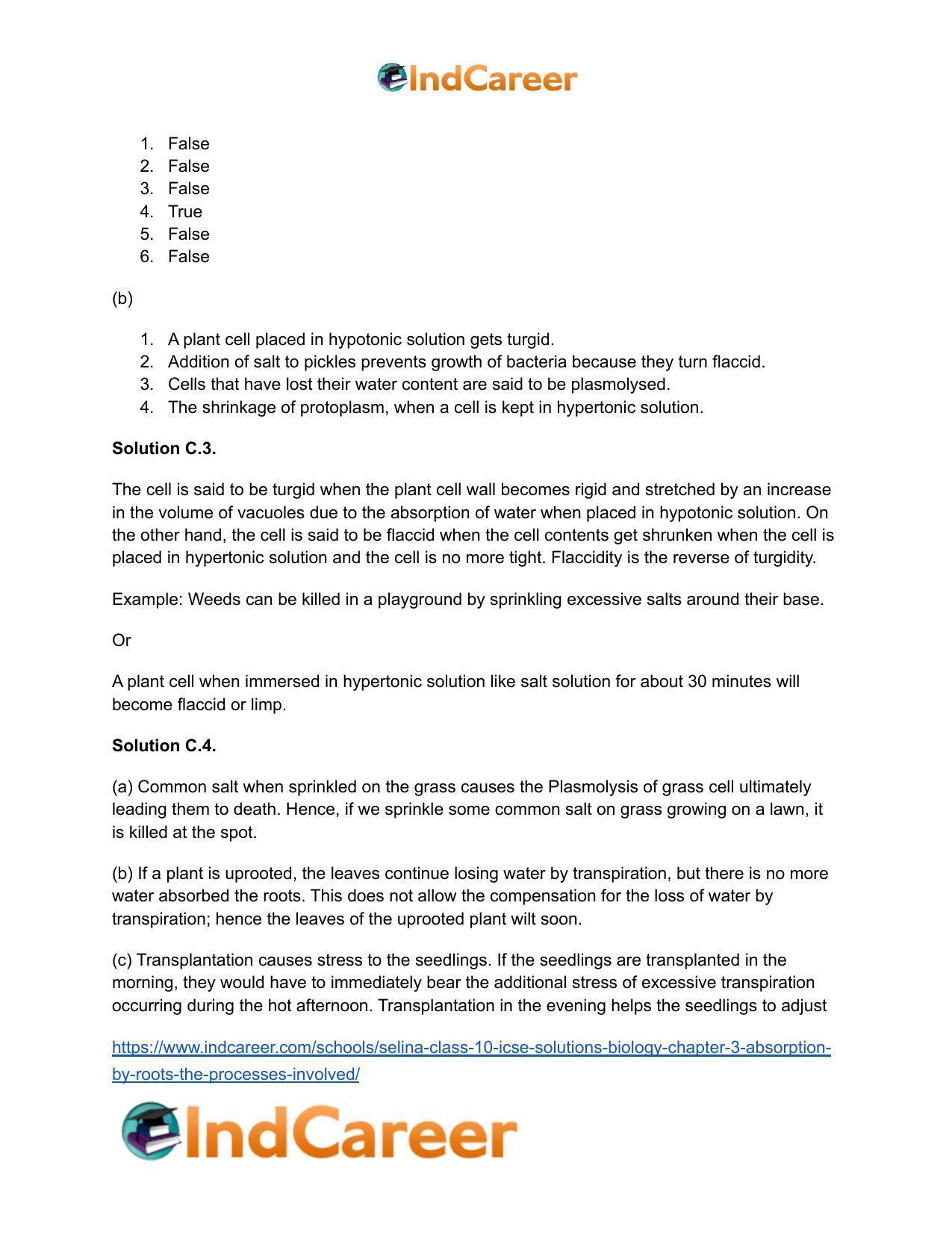 Selina Class 10 ICSE Solutions Biology : Chapter 3- Absorption by Roots : The Processes Involved - Page 6