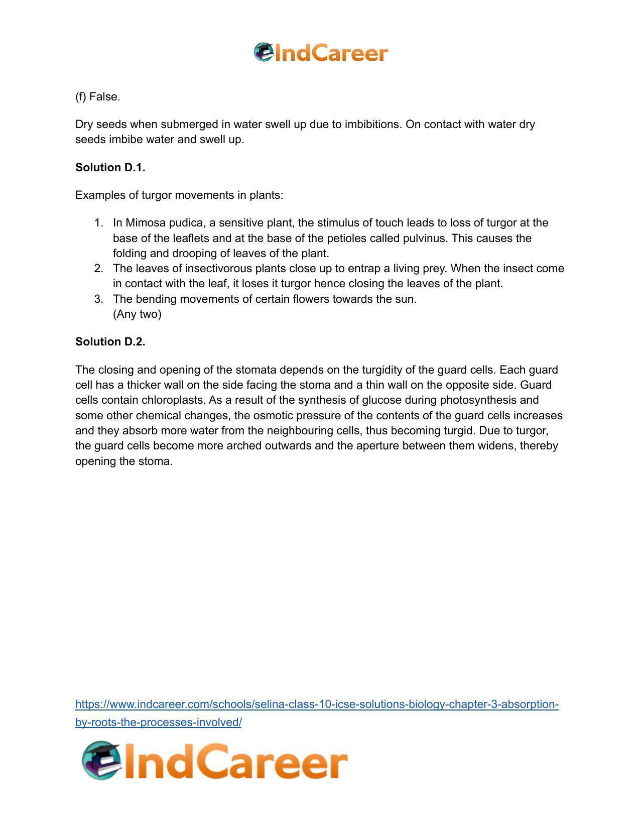 Selina Class 10 ICSE Solutions Biology : Chapter 3- Absorption by Roots : The Processes Involved - Page 8