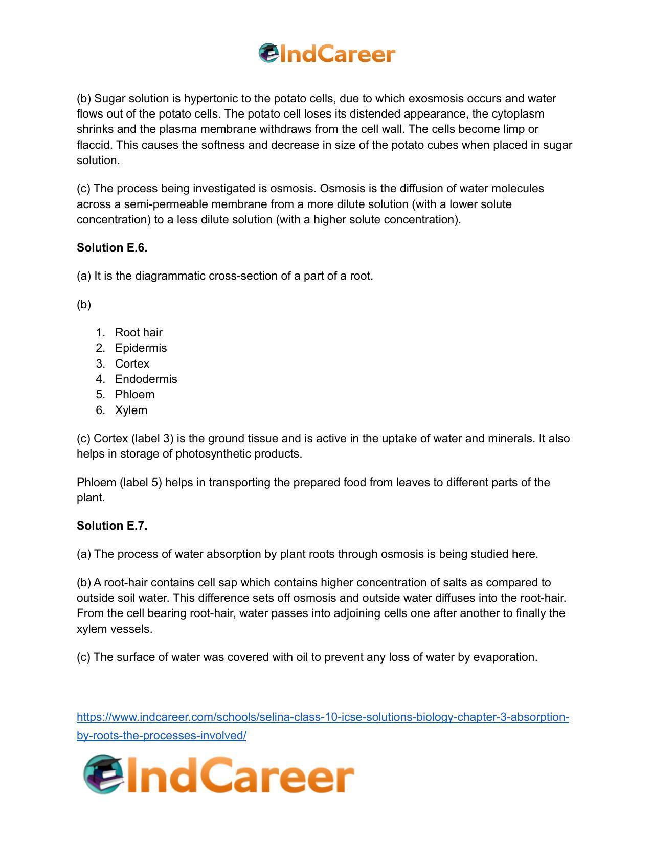 Selina Class 10 ICSE Solutions Biology : Chapter 3- Absorption by Roots : The Processes Involved - Page 14