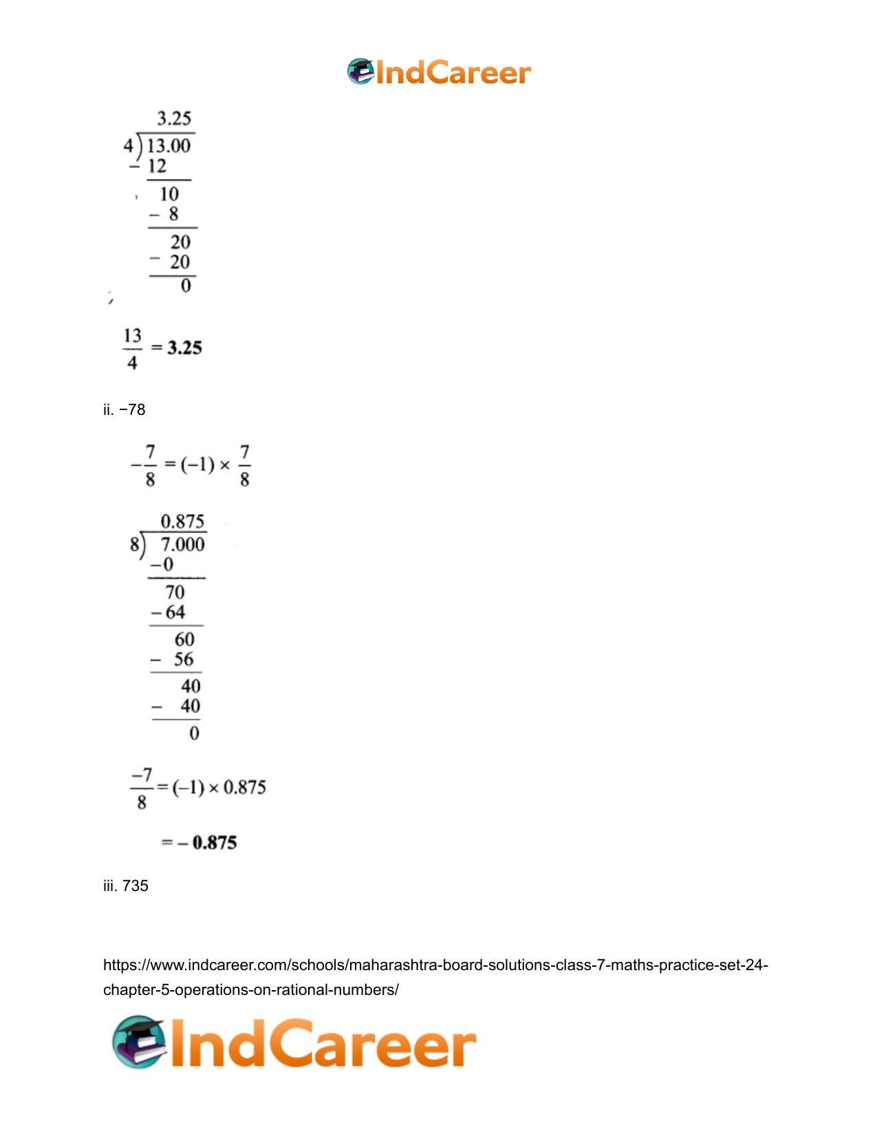 Maharashtra Board Solutions Class 7-Maths (Practice Set 24): Chapter 5- Operations on Rational Numbers - Page 3