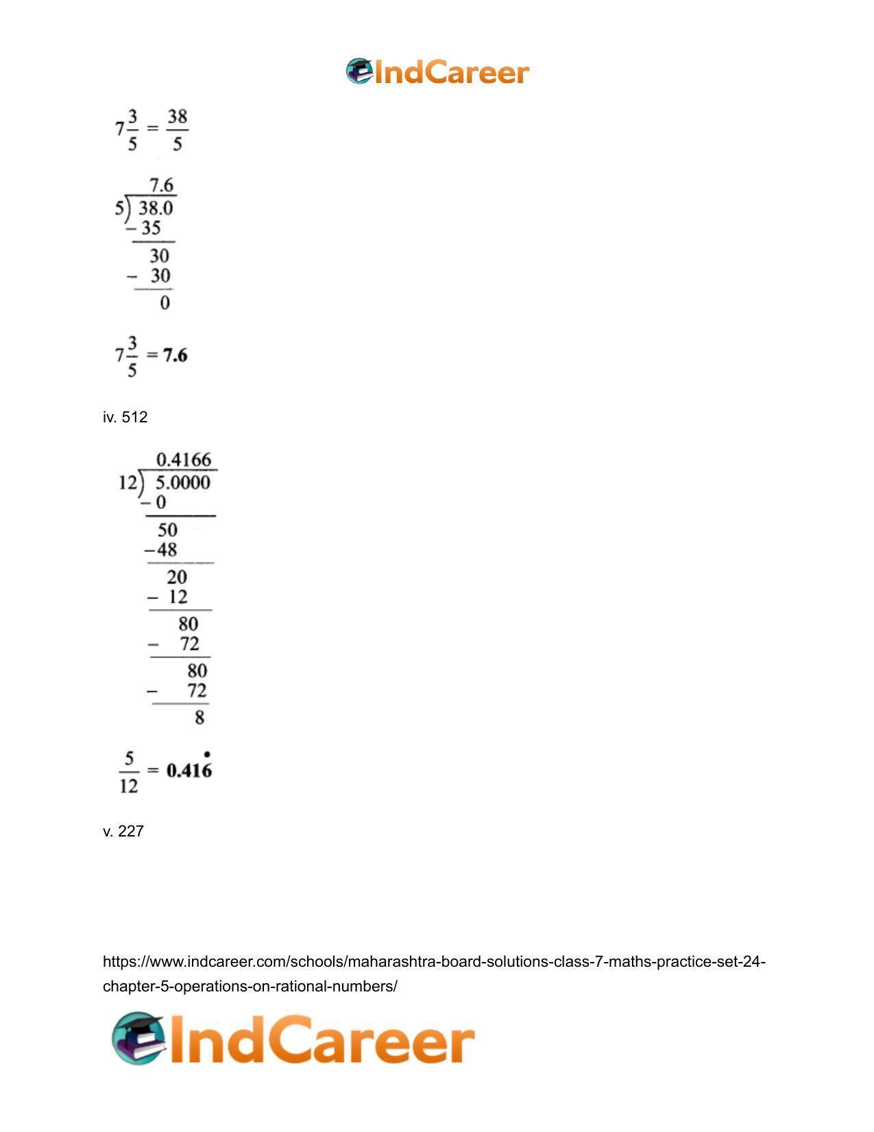 Maharashtra Board Solutions Class 7-Maths (Practice Set 24): Chapter 5- Operations on Rational Numbers - Page 4