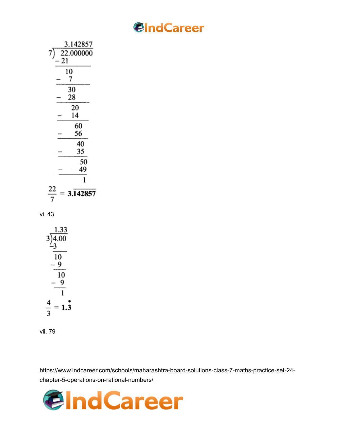 Maharashtra Board Solutions Class 7-Maths (Practice Set 24): Chapter 5- Operations on Rational Numbers - Page 5