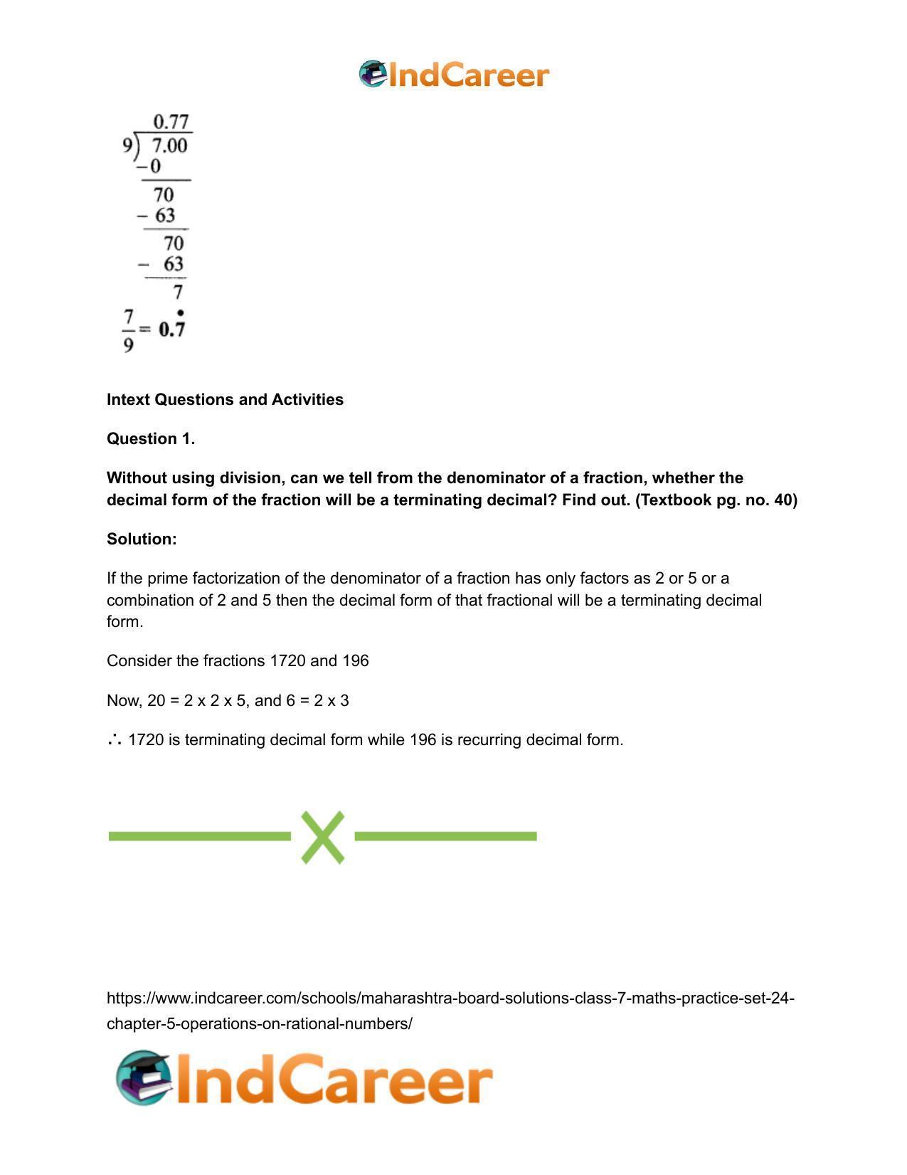 Maharashtra Board Solutions Class 7-Maths (Practice Set 24): Chapter 5- Operations on Rational Numbers - Page 6