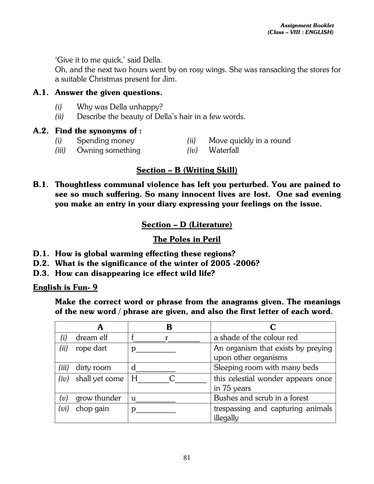 CBSE Worksheets for Class 8 English Assignment 17 - Page 6