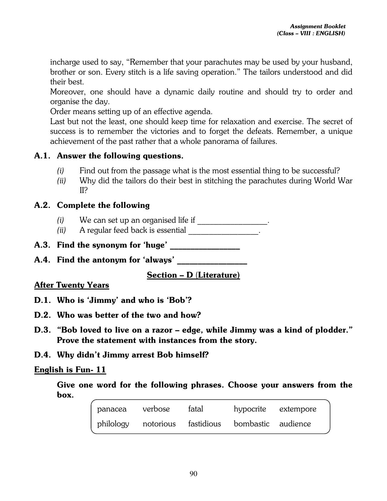 CBSE Worksheets for Class 8 English Assignment 17 - Page 15