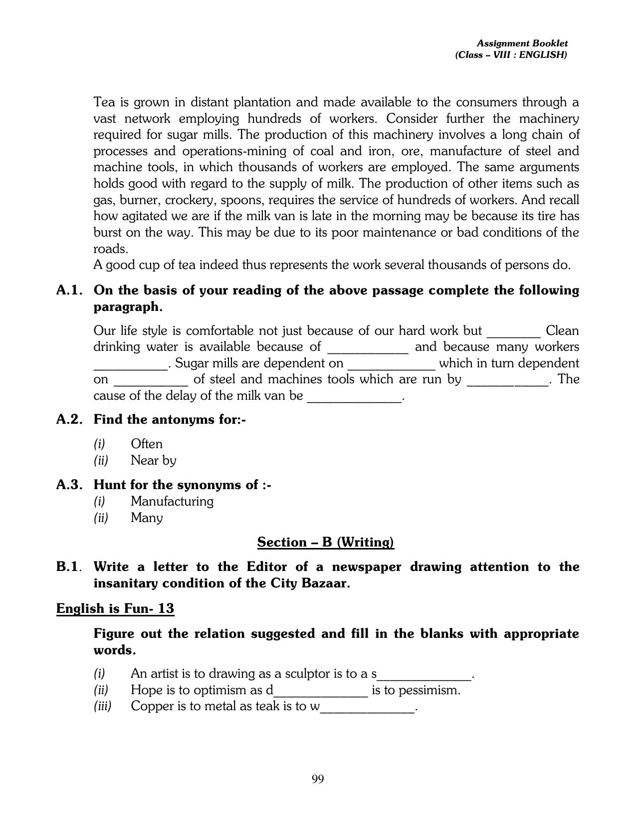 CBSE Worksheets for Class 8 English Assignment 17 - Page 24