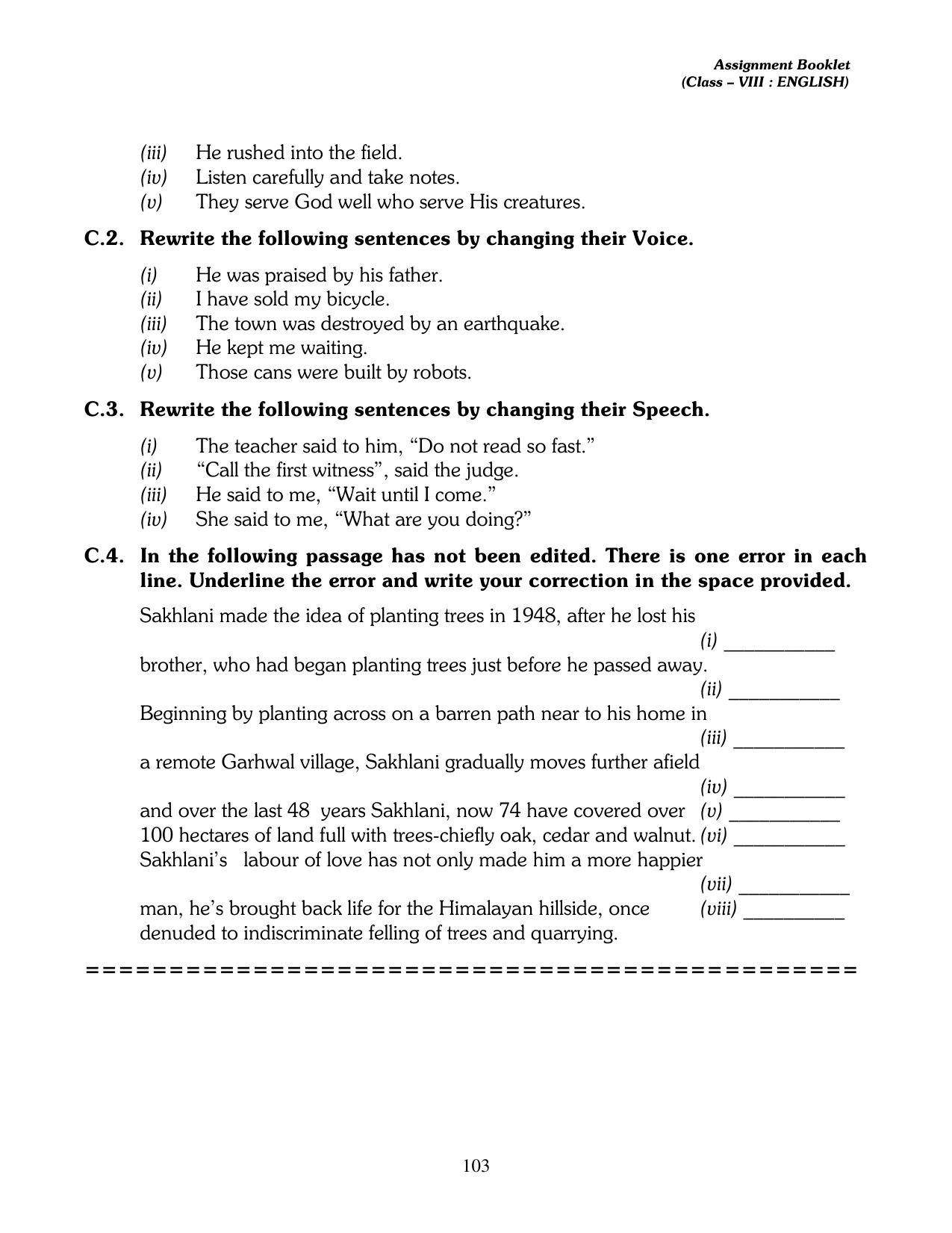 CBSE Worksheets for Class 8 English Assignment 17 - Page 28