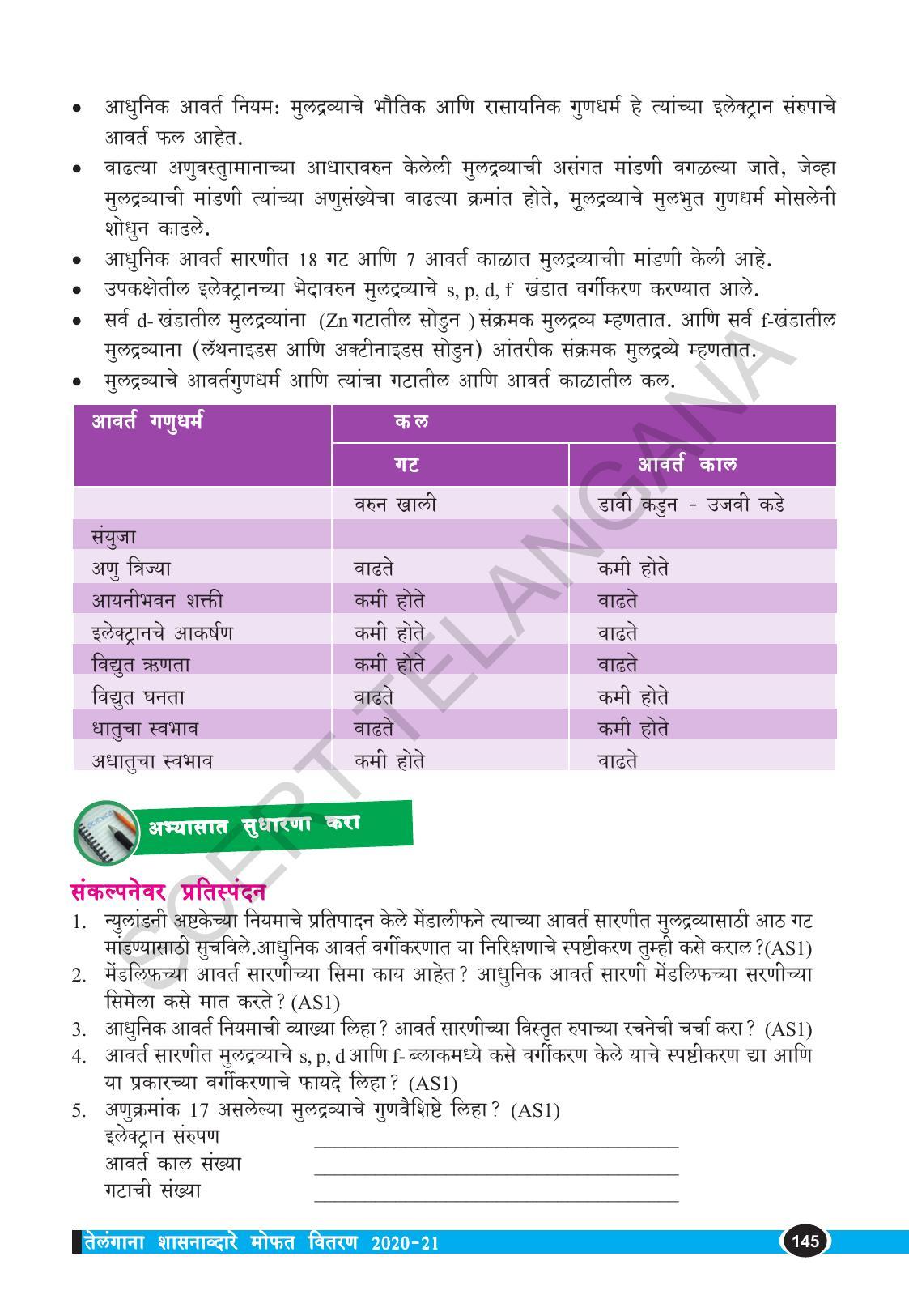 TS SCERT Class 10 Physical Science  (Marathi Medium) Text Book - Page 157