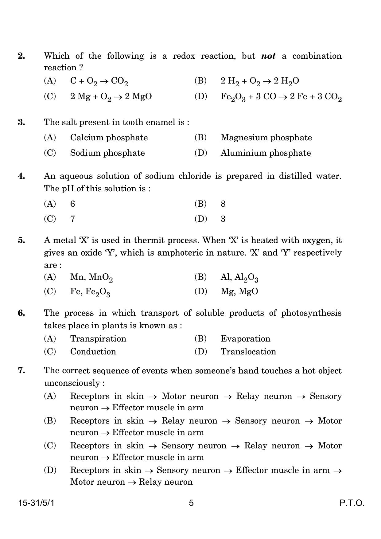 CBSE Class 10 31-5-1 Science 2024 Question Paper - Page 5