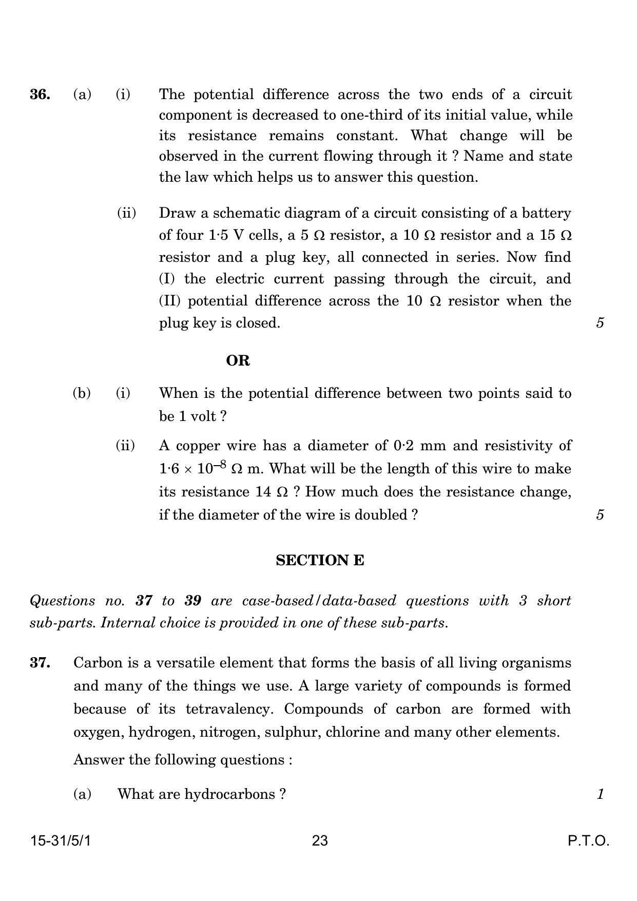CBSE Class 10 31-5-1 Science 2024 Question Paper - Page 23
