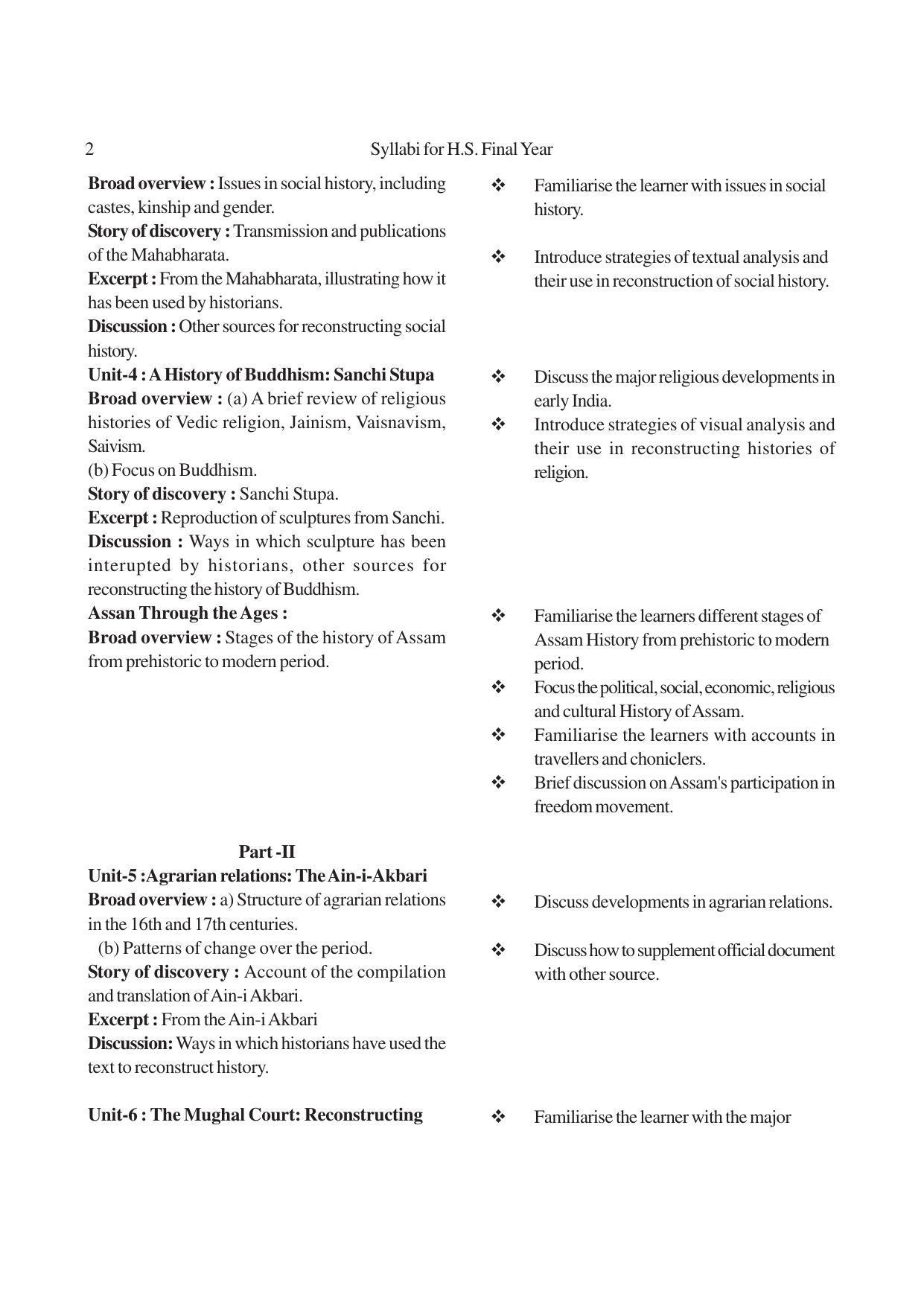 AHSEC 2nd Year History Syllabus - Page 2