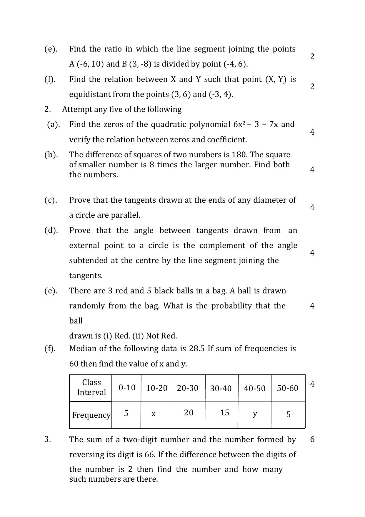 UP Board Class 10 Math Model Papers 2024 - Page 6