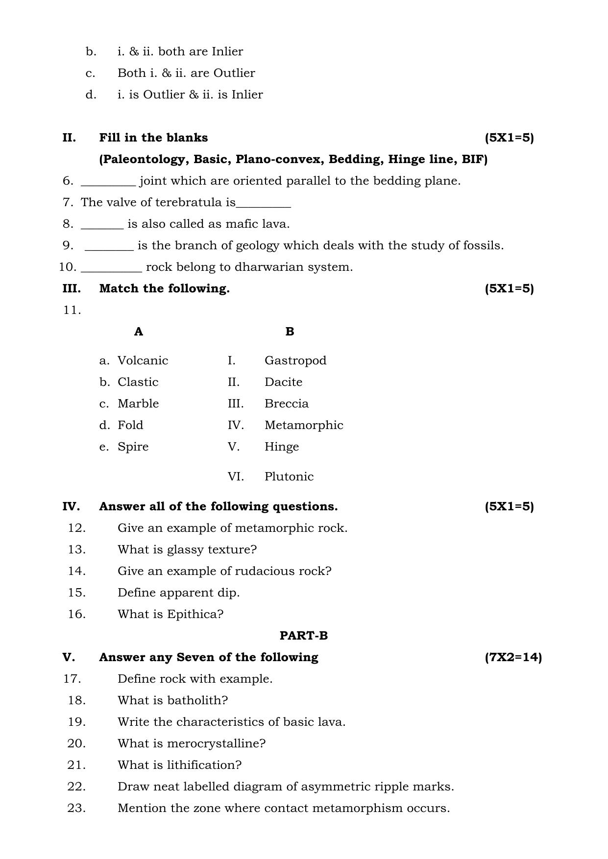 Karnataka II PUC Geology Model Question Paper III 2025 - Page 2