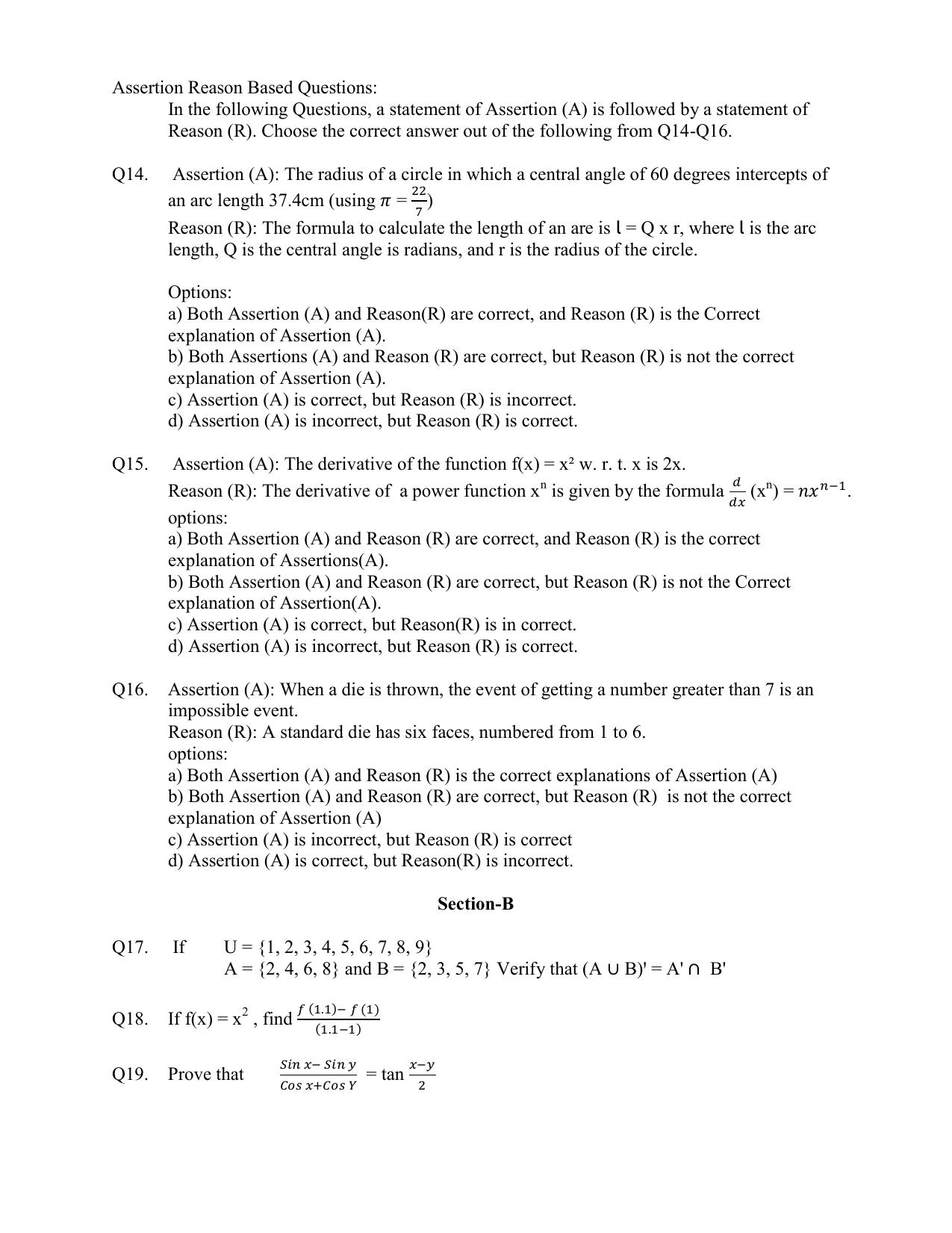 HPBOSE Class 11th Mathematics Sample Question Papers 2025 - Page 2
