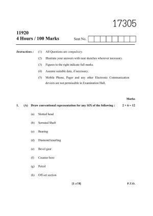 MSBTE Winter Question Paper 2019 - Mechanical Engineering Drawing